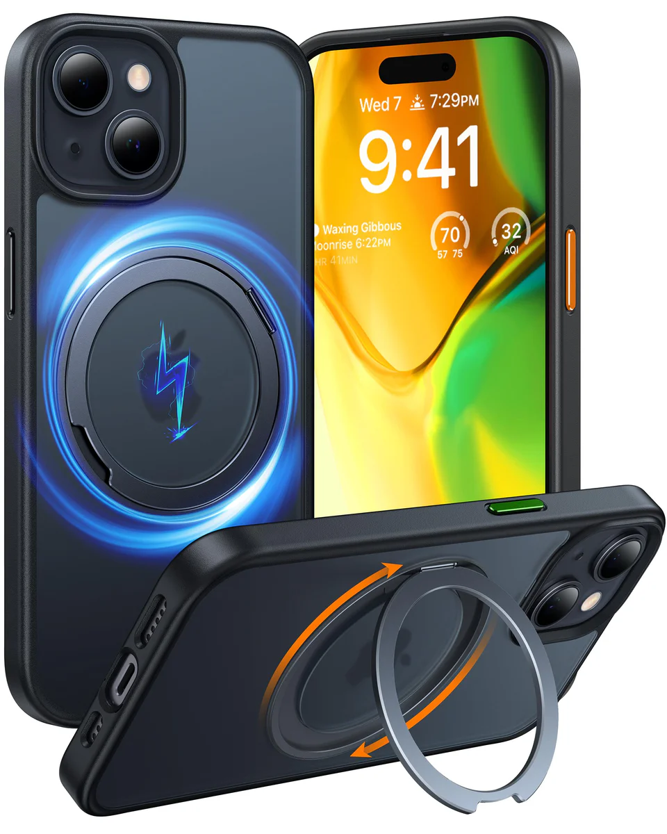 TORRAS Magnetic Ring Holder iPhone 15/14 Case with Stand