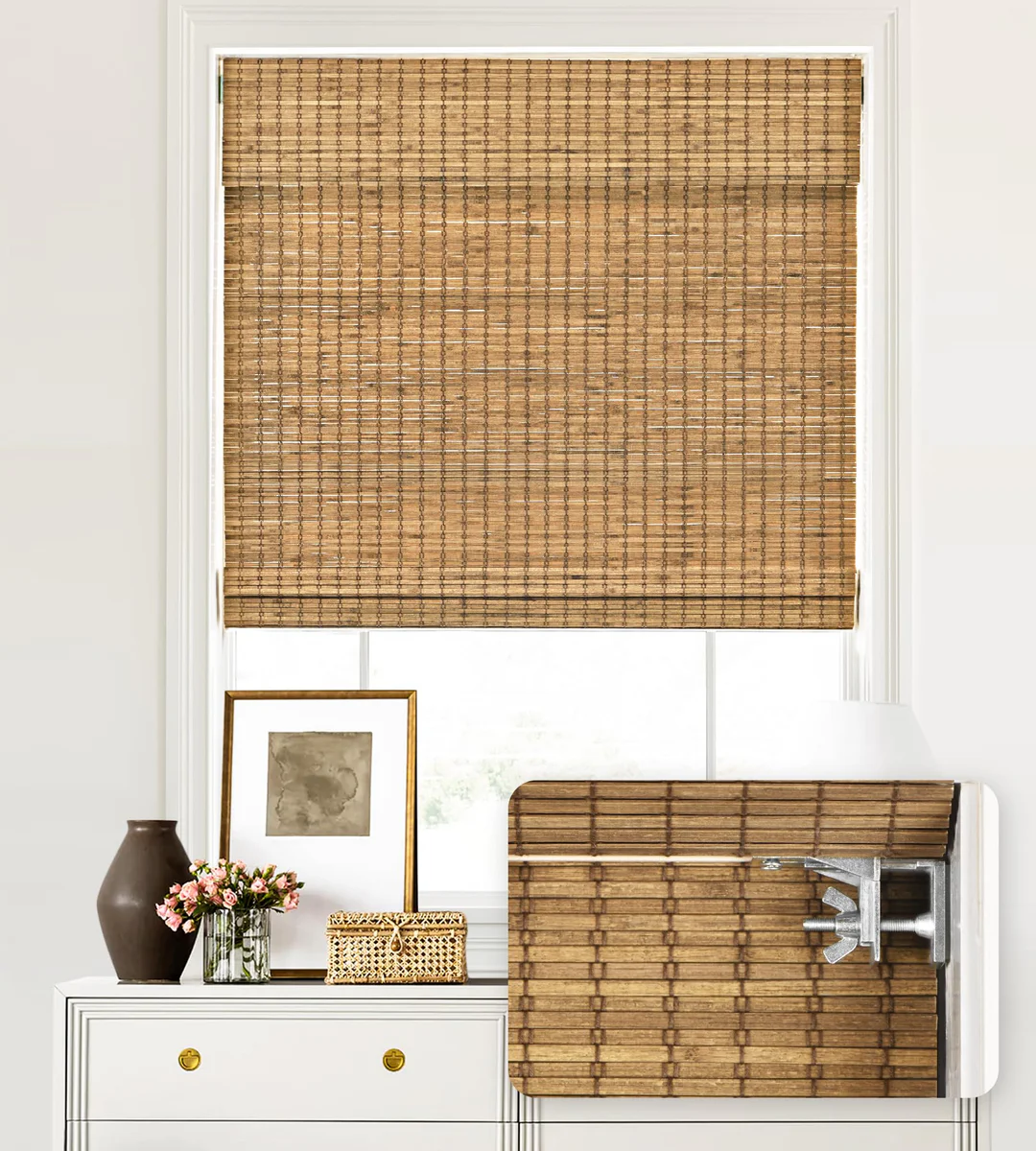 LazBlinds Bamboo Roll Up Window Blinds