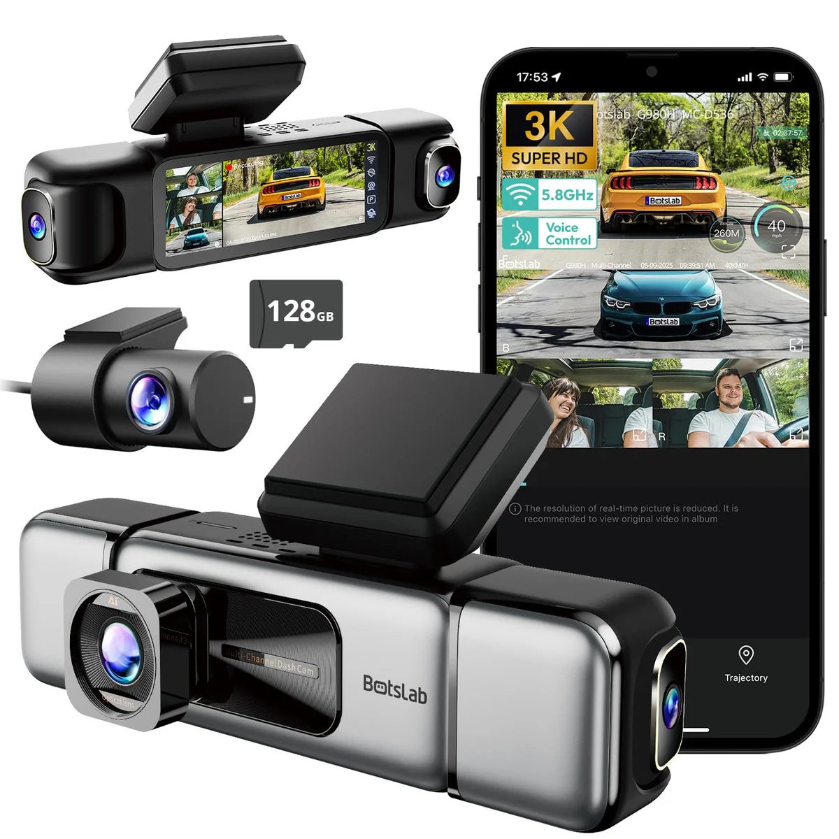 BOTSLAB 3K 4-Channel 560° Dash Cam