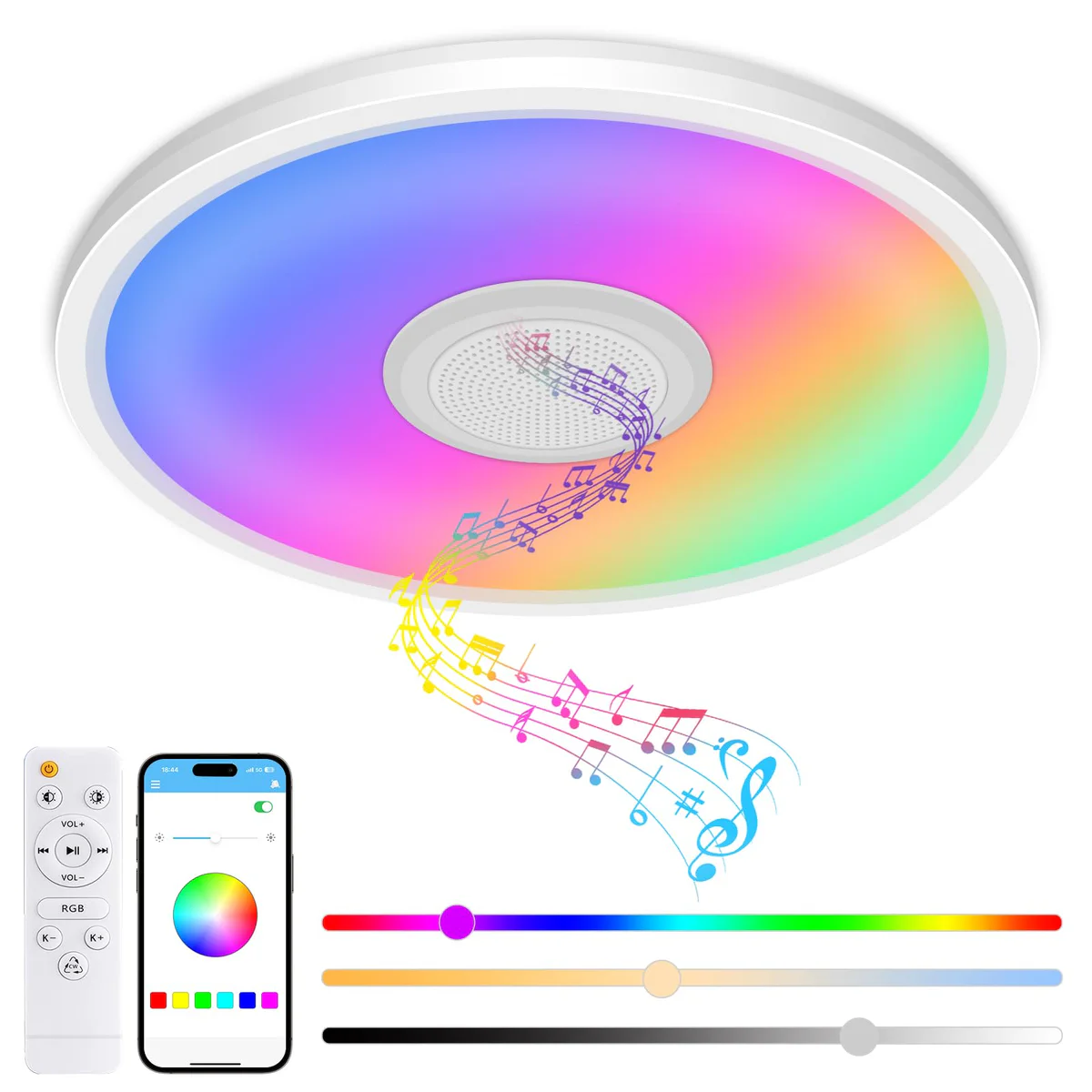 Zemty Dimmable RGB LED Ceiling Light Fixture