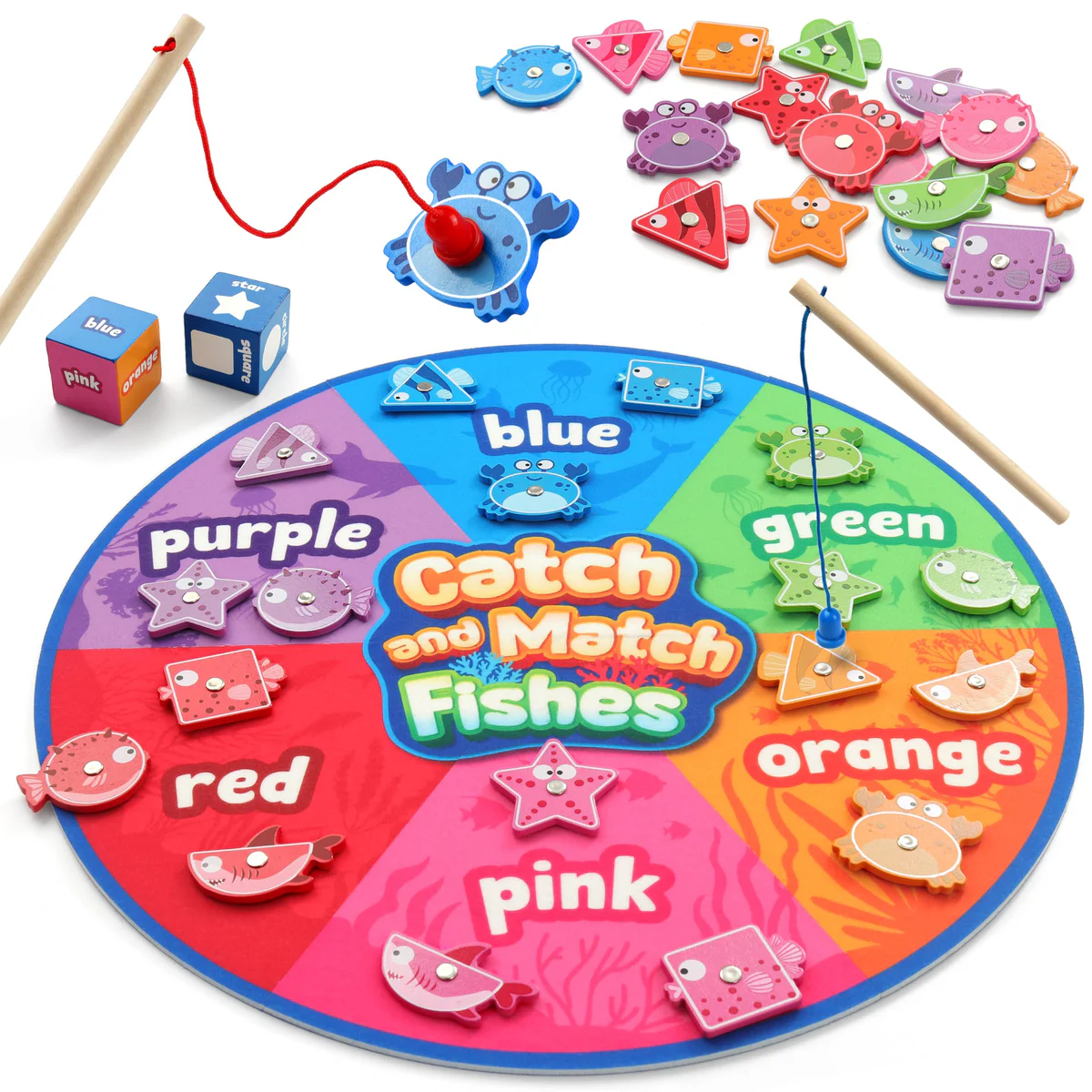 Coogam Wooden Magnetic Fishing Game Montessori Toy