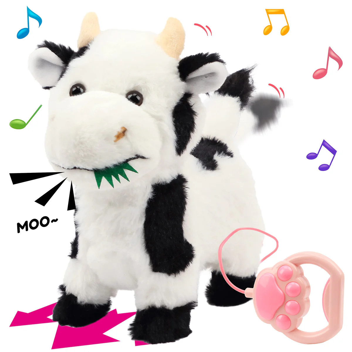 Hopearl Interactive Walking Cow Plush Toy Remote Control