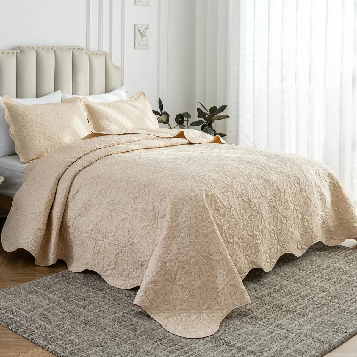 Auemtyn Floral Quilt Set Lightweight Bedding