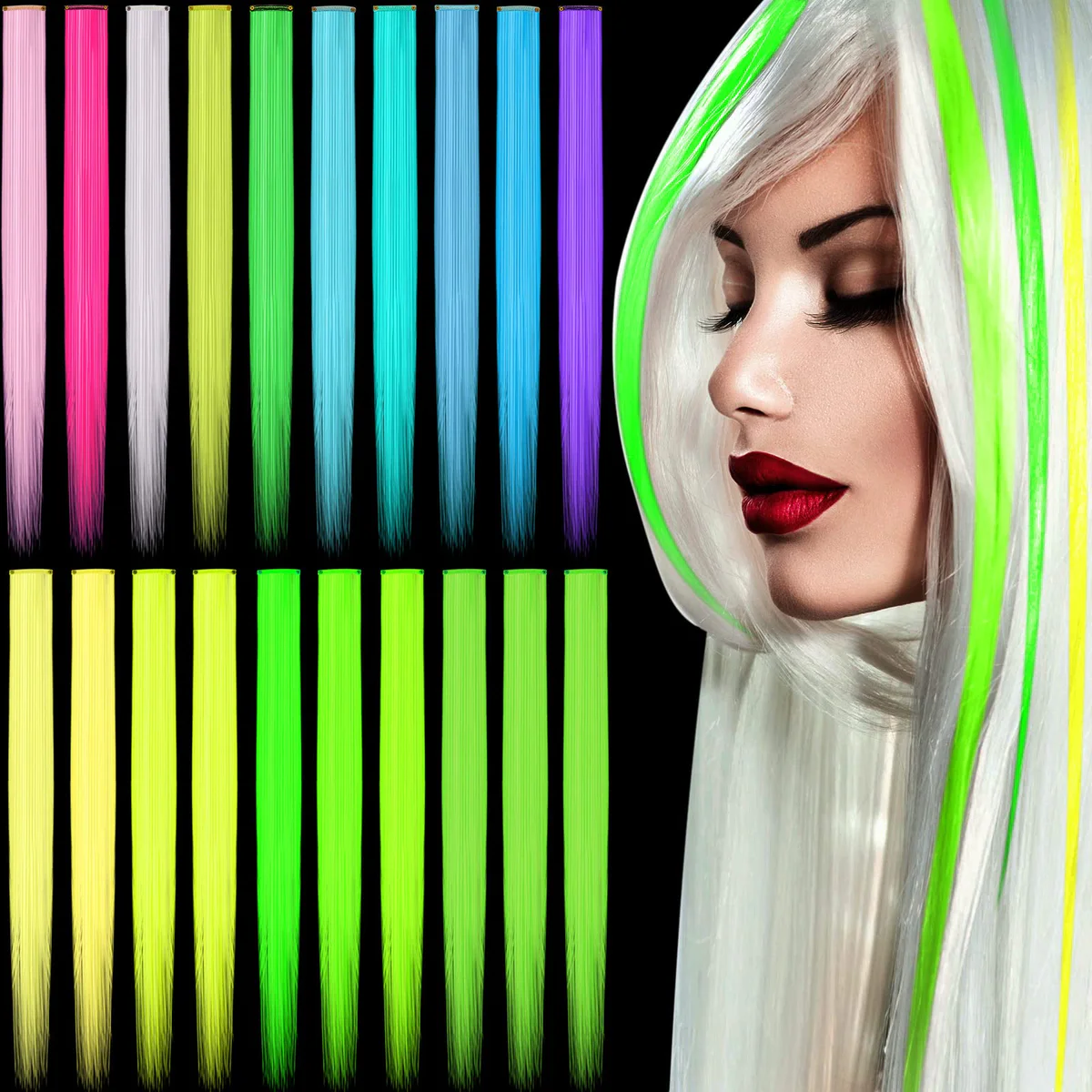 Juinte Glow in Dark Clip in Hair Extensions