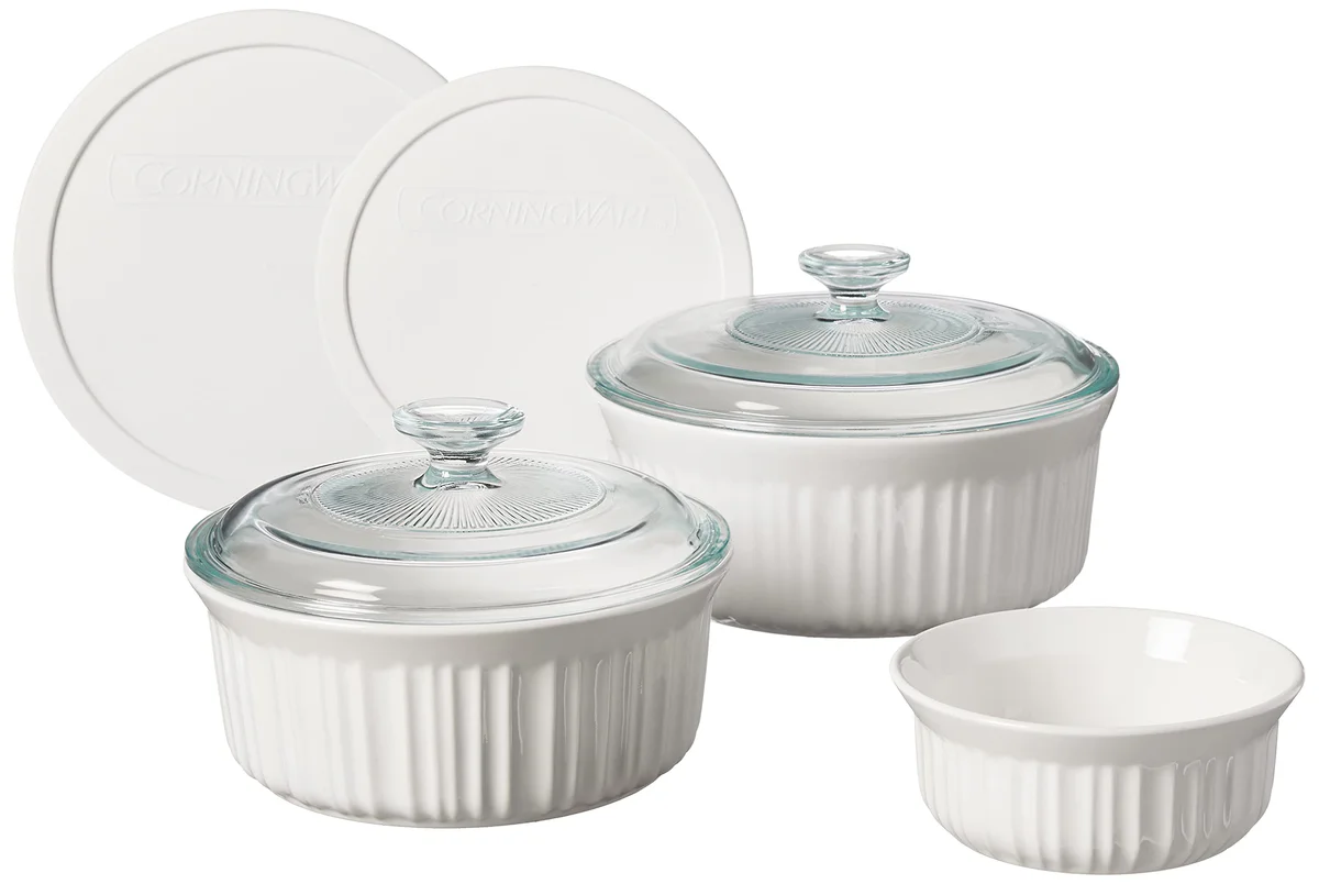 CorningWare French White Ceramic Bakeware Set with Lids