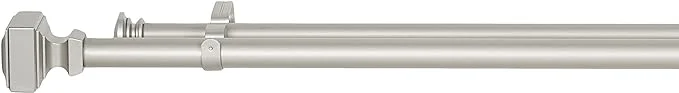 Amazon Basics Extendable Double Curtain Rod, Nickel Finish