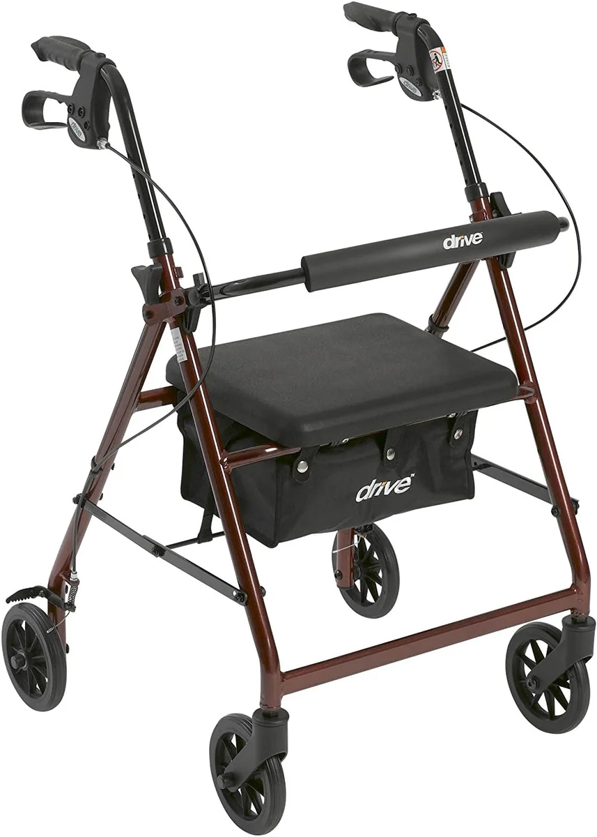 Rollator Walker with Fold Up and Removable Back Support and Padded Seat