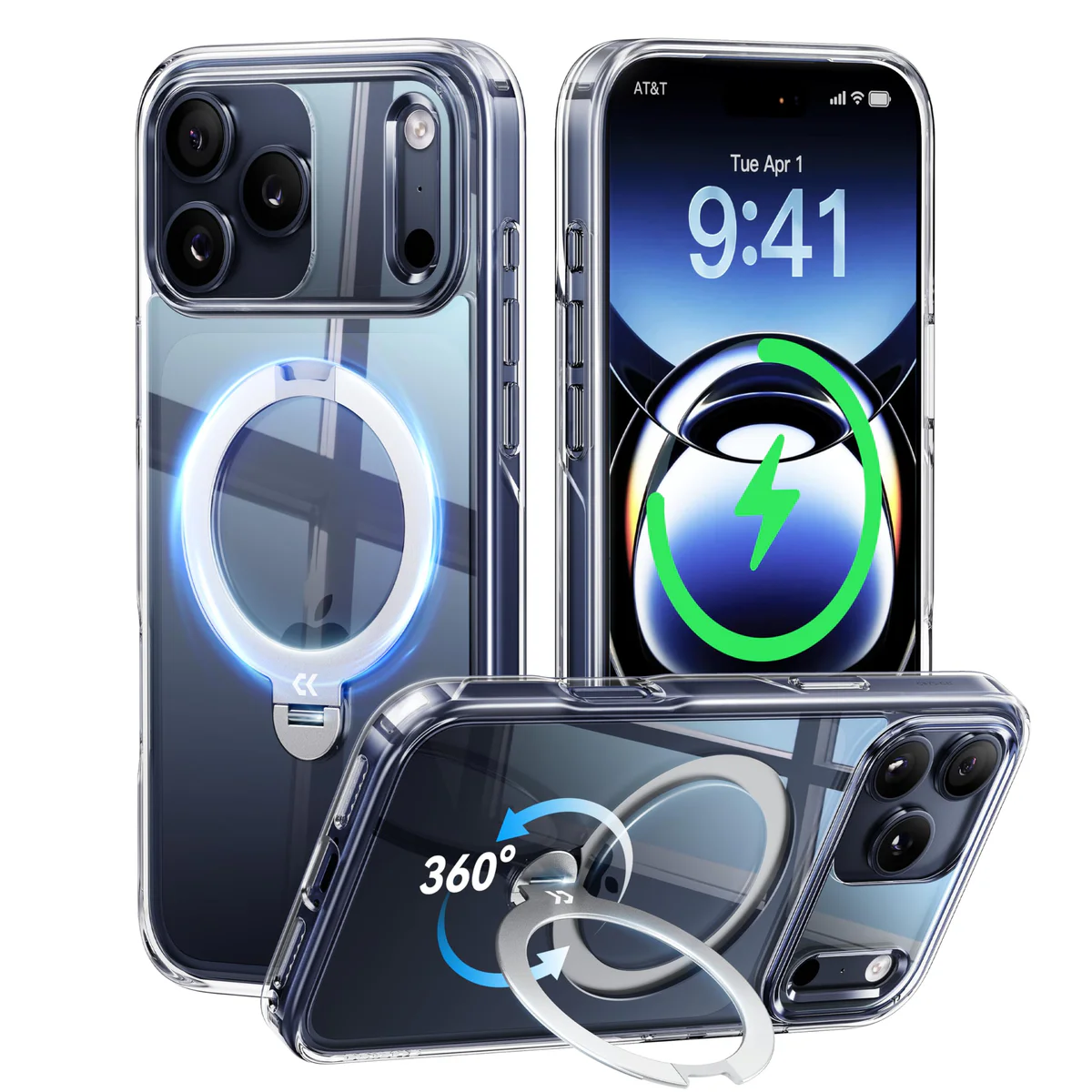 CASEKOO Clear iPhone 17 Pro Case with Magnetic Stand