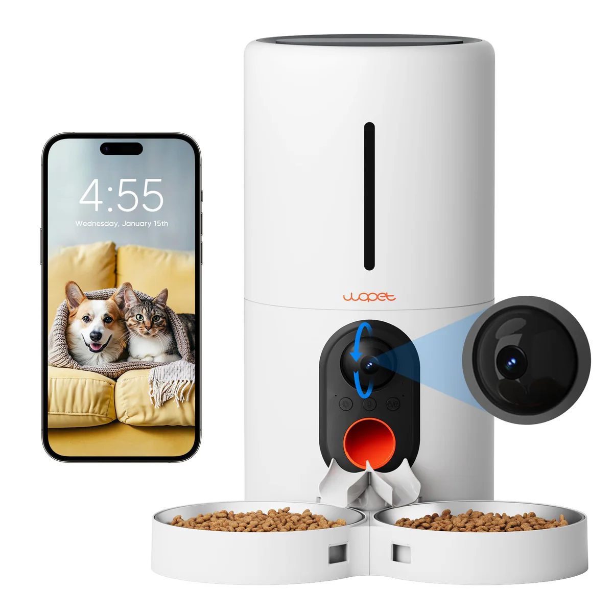 WOPET Automatic Pet Feeder Camera, WiFi Dog/Cat Feeder