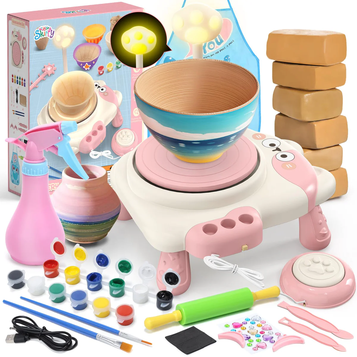 Skirfy Kids Pottery Wheel Art Studio Set