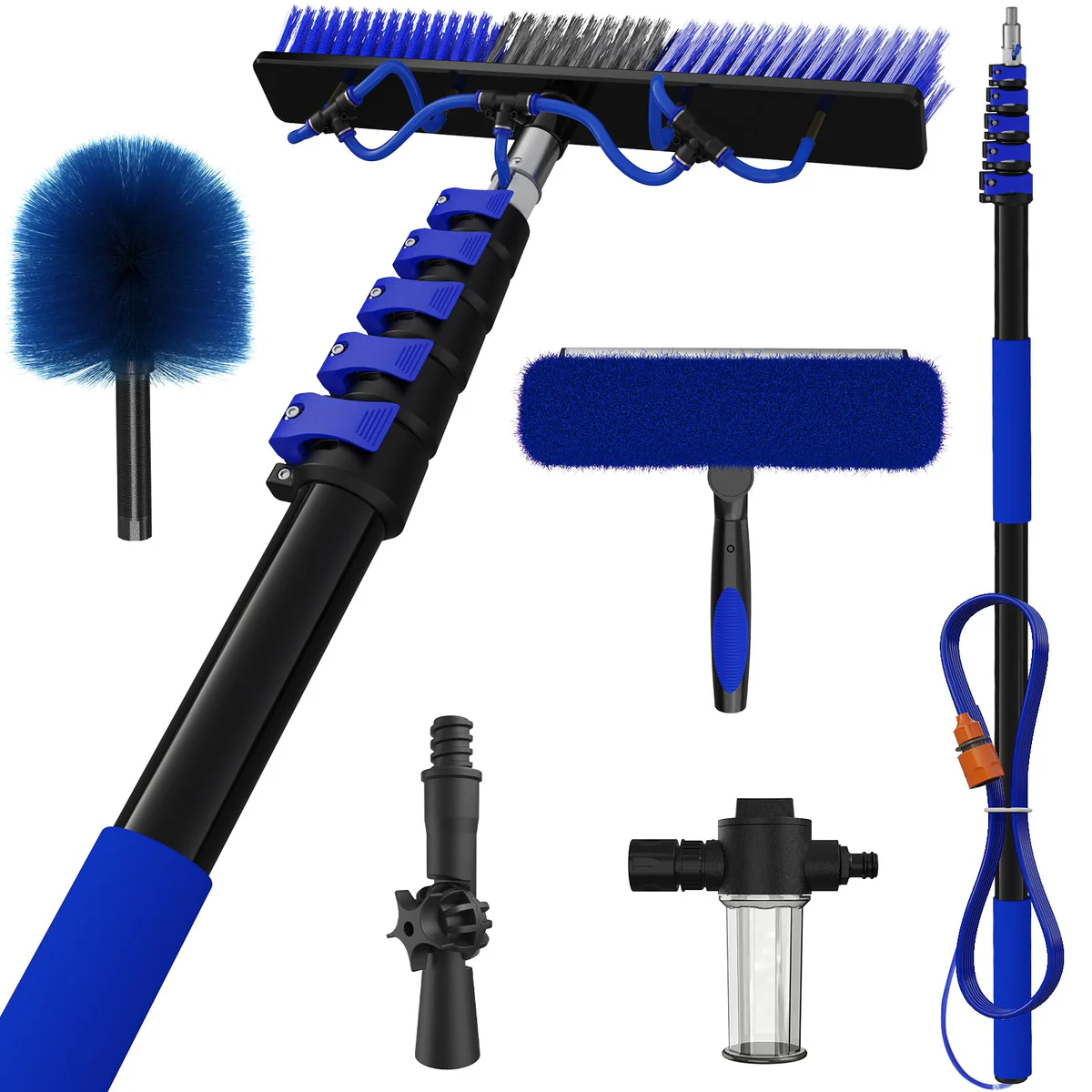 SKGPOLE 30Ft Telescoping Water Fed Cleaning Brush Kit