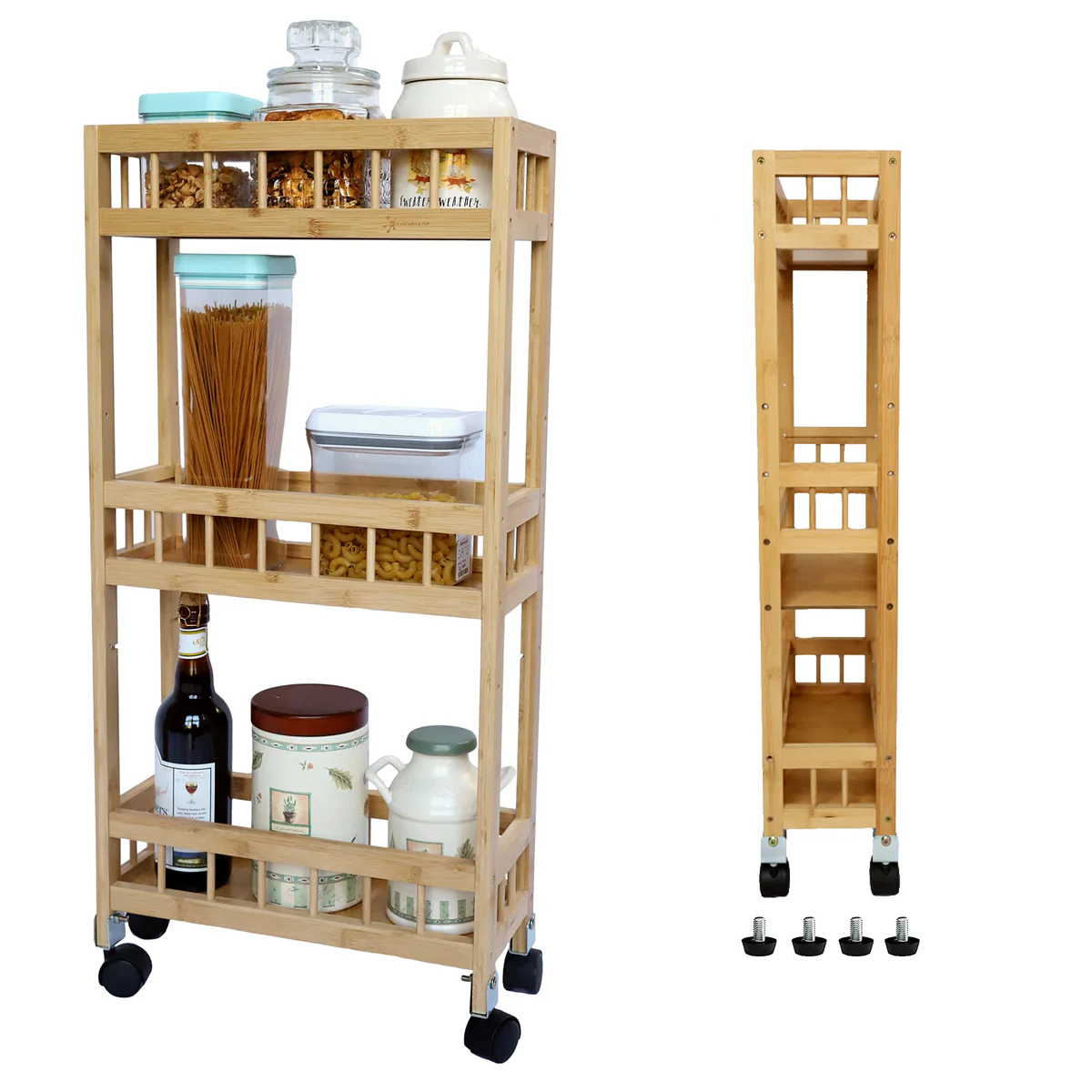 altCooking Hub Bamboo Storage Cart