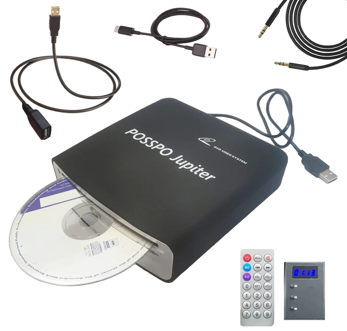 POSSPO Car CD DVD Player USB AUX Input
