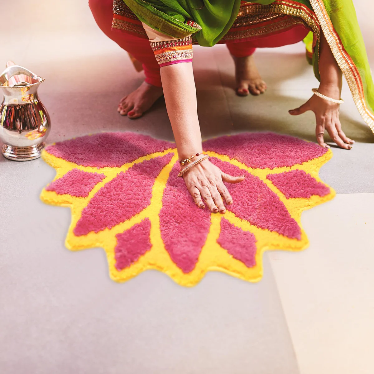 Drydiet Diwali Lotus Flower Rangoli Mat