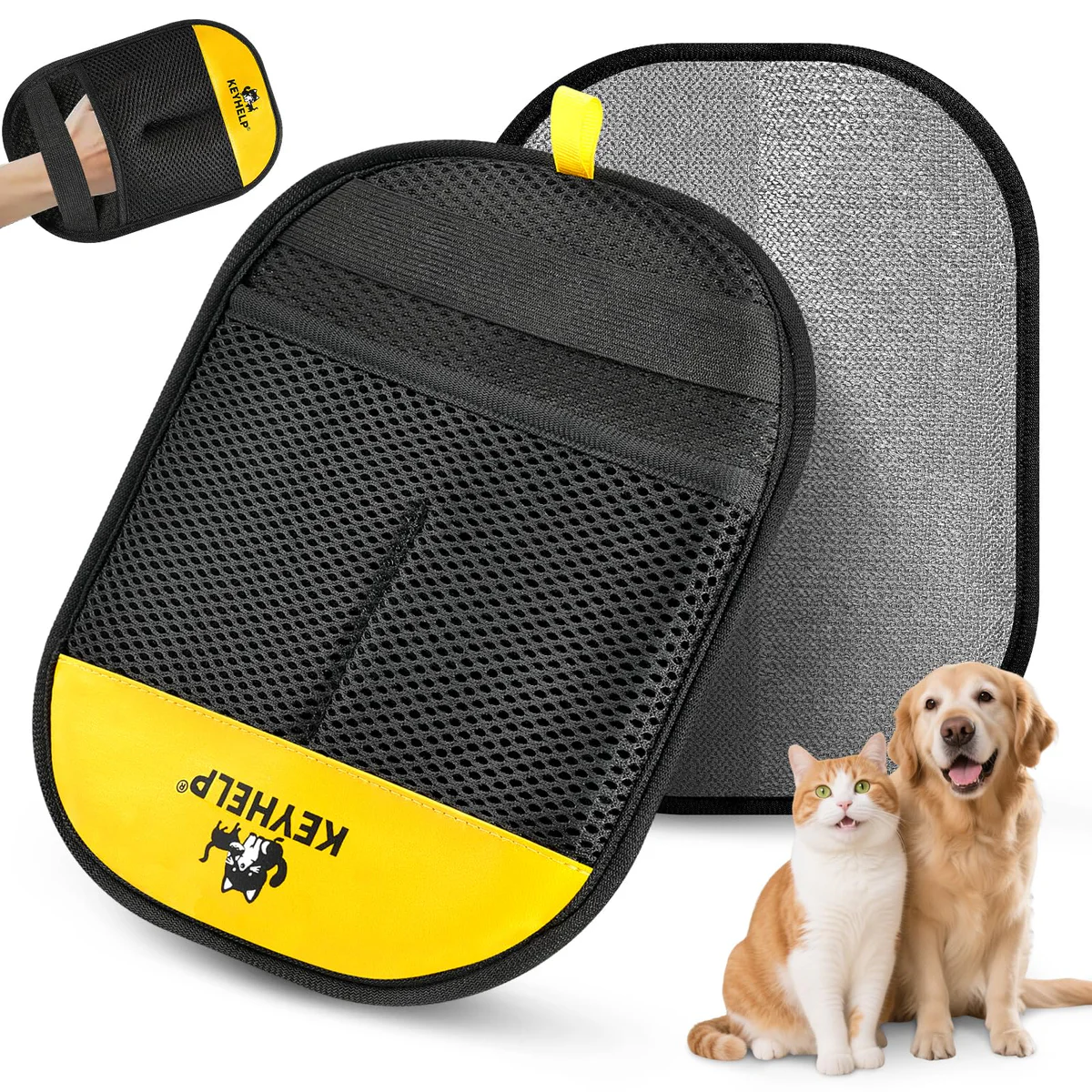 KEYHELP Pet Grooming Glove - Gentle Deshedding Brush