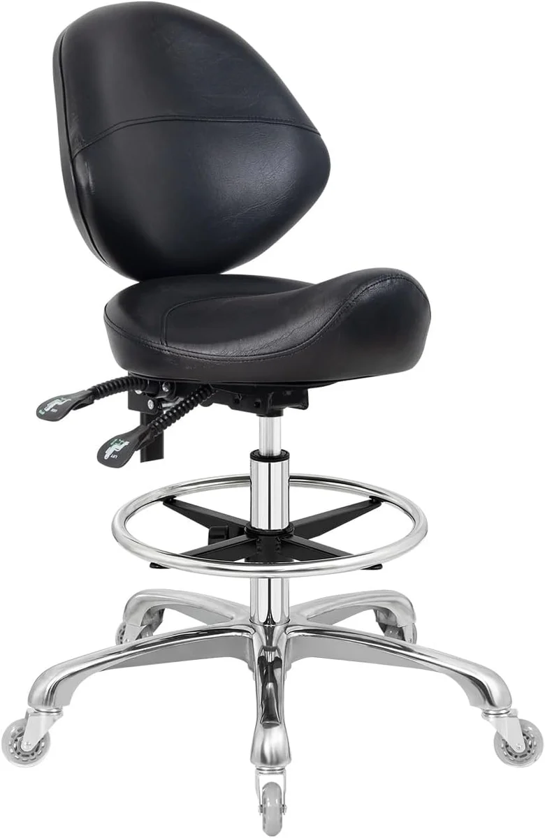 Nolasalon Saddle Stool Chair with Wheels