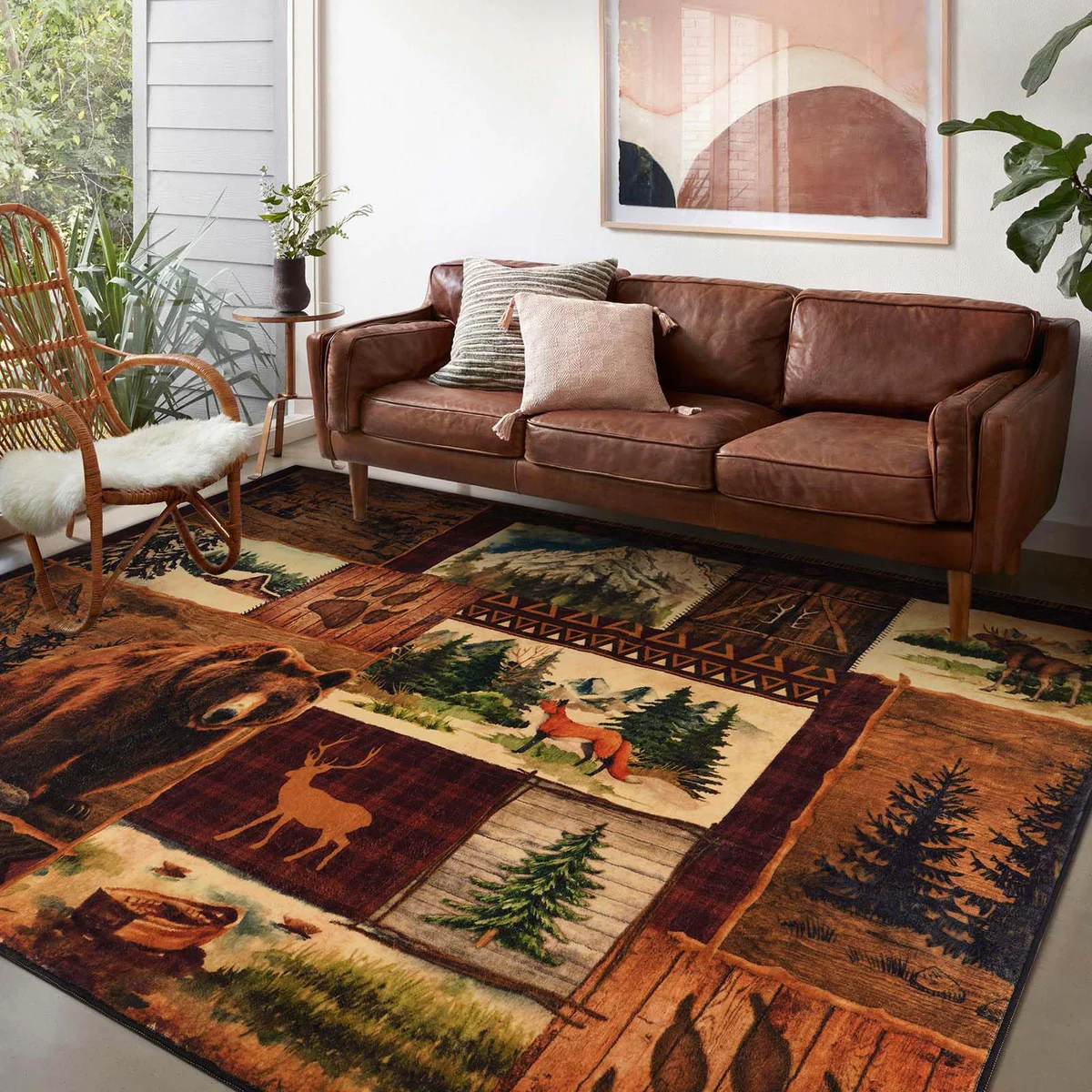ASPMIZ Rustic Lodge Cabin Area Rug