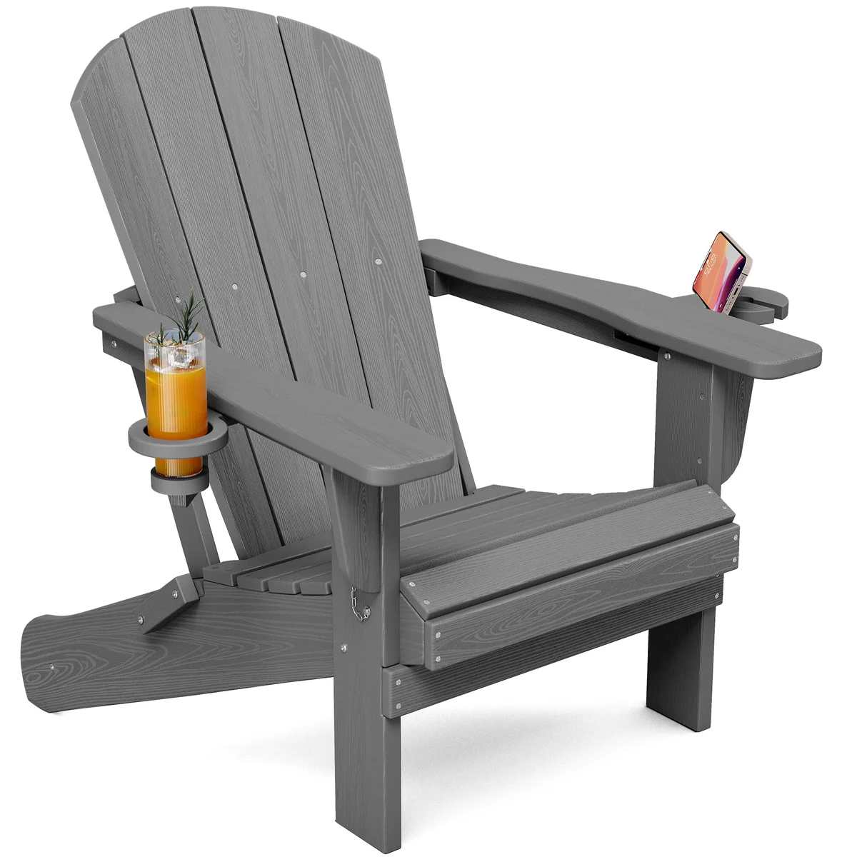 SERWALL Folding Adirondack Chair with Dual Cup Holders