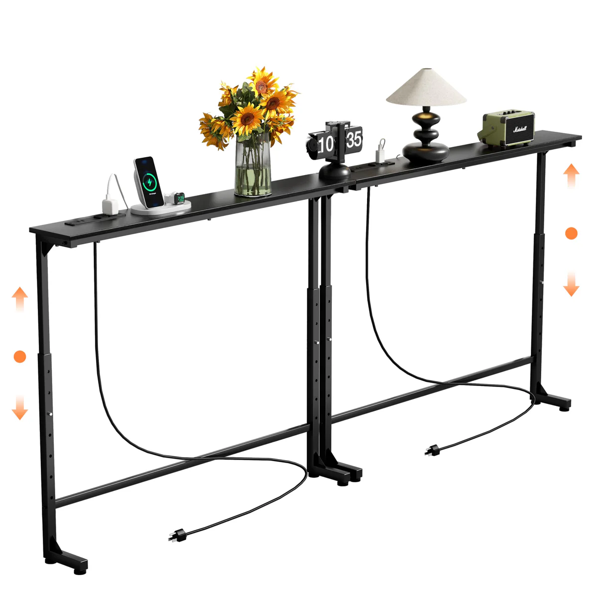 GRLEAF Adjustable Height Console Sofa Table with Power Outlets