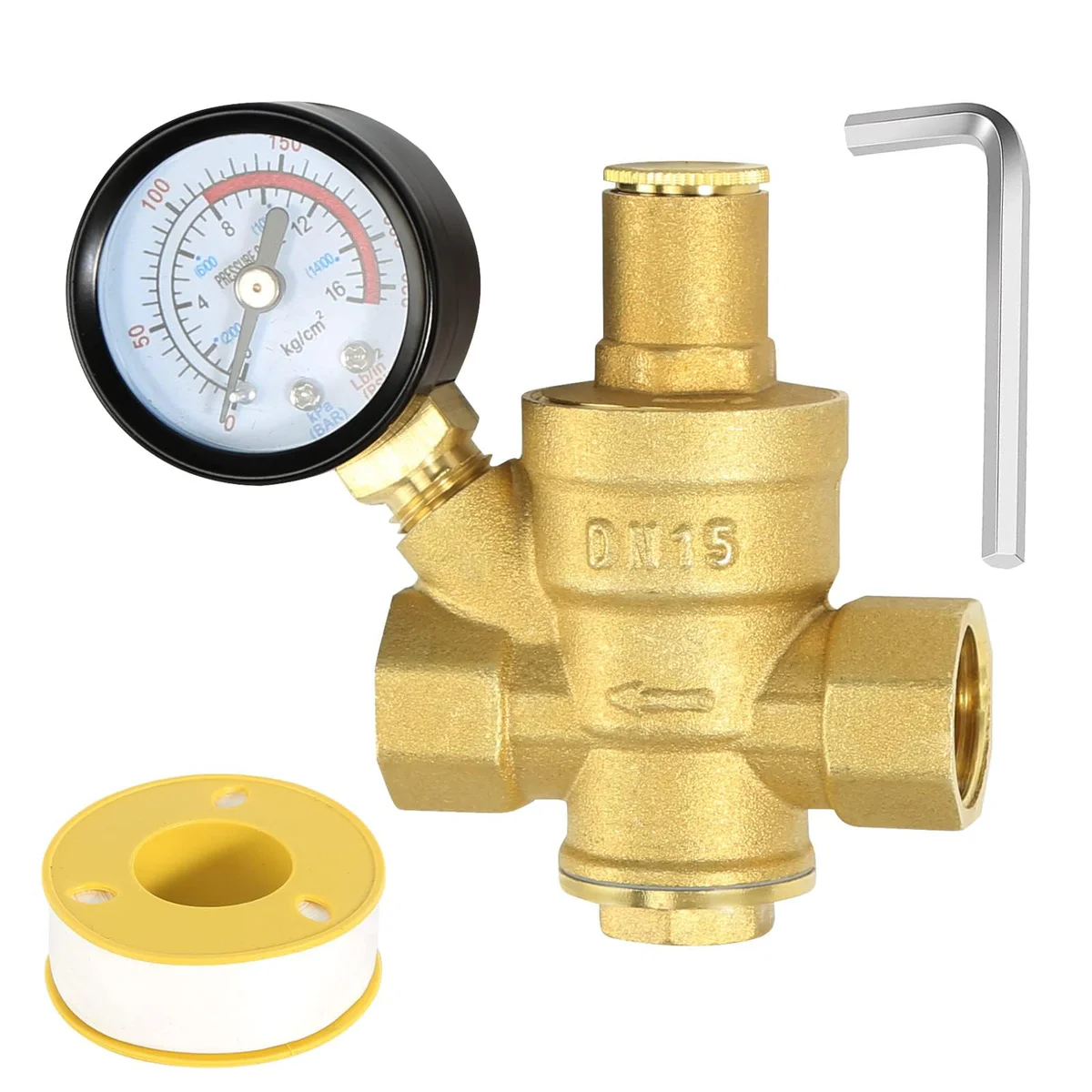 FASBET Water Pressure Regulator with Gauge Adjustable 1/2 Inch
