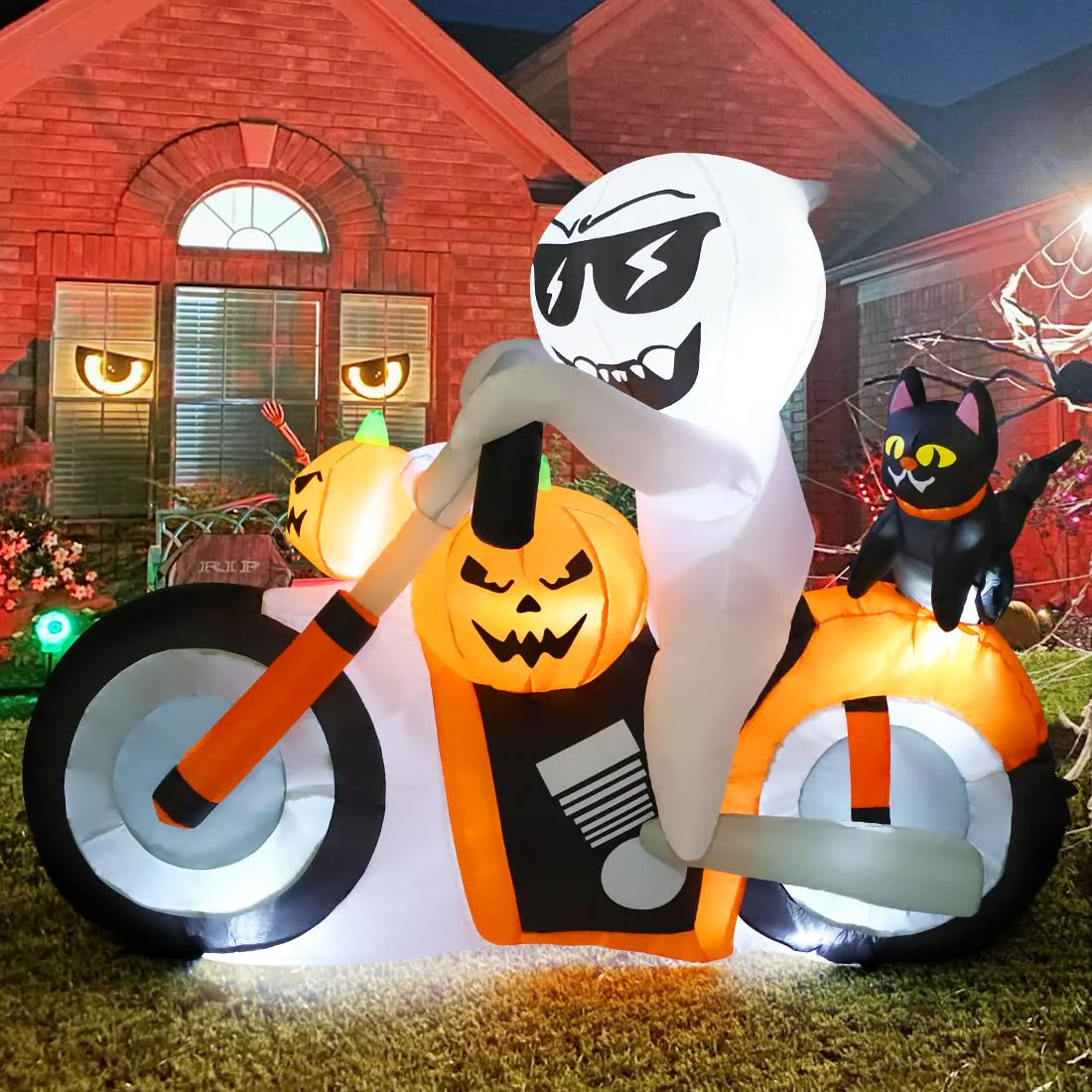 COMIN Inflatable Halloween Ghost on Motorcycle Decoration