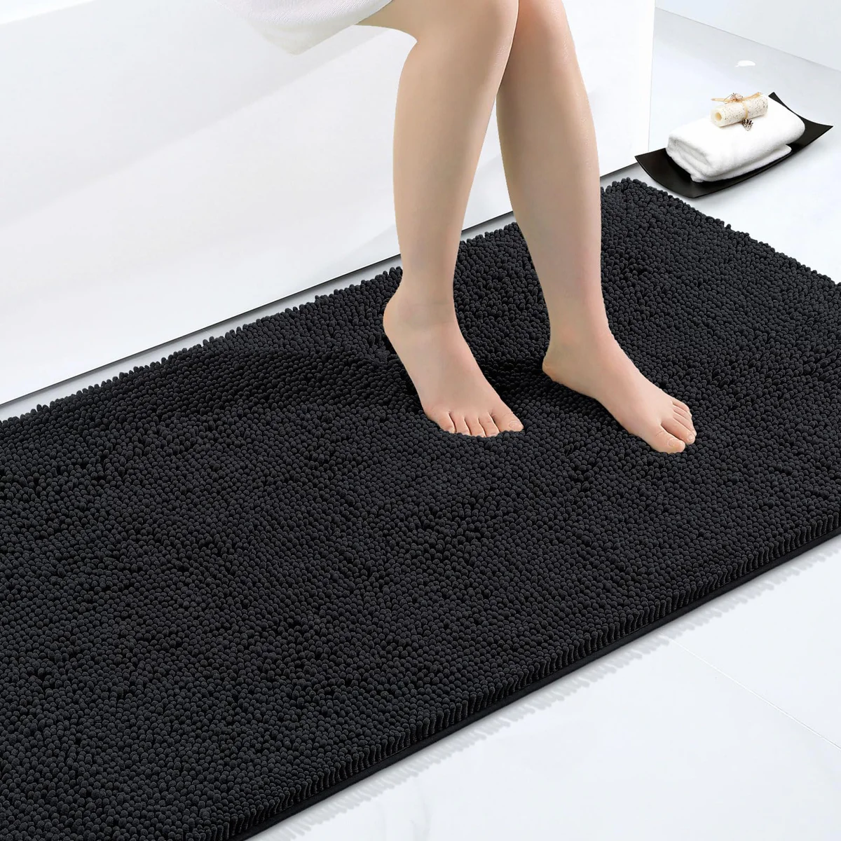 Smiry Chenille Bathroom Rug Soft Absorbent Bath Mat