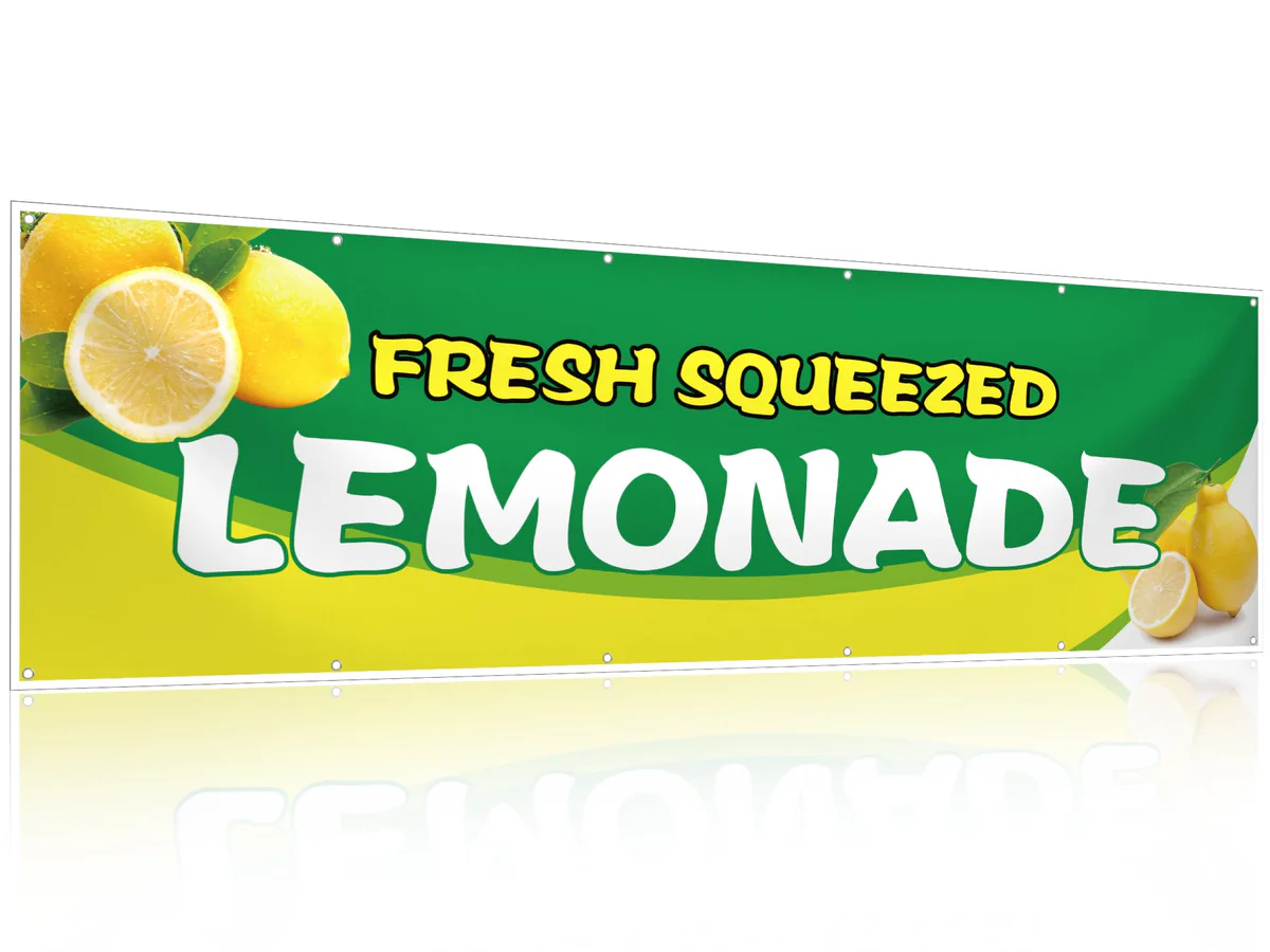 HunnmingRe Fresh Squeezed Lemonade Stand Vinyl Banner Sign