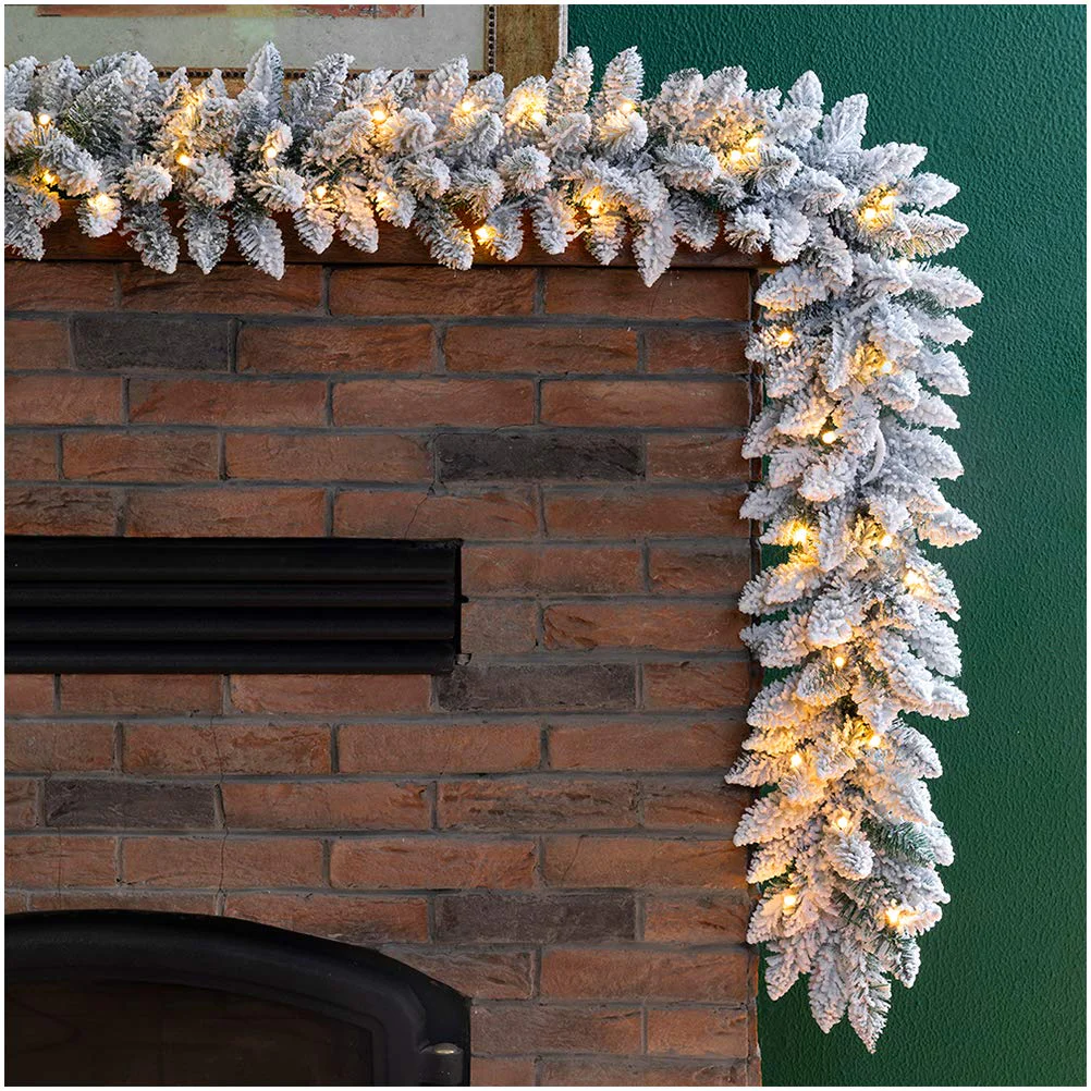 Glitzhome Pre-Lit Christmas Garland 