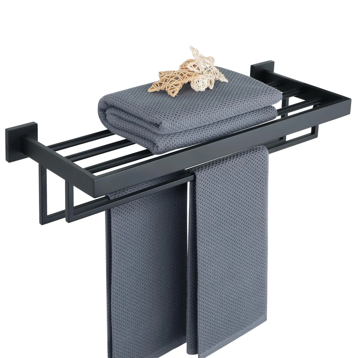 Alise Wall Mounted Matte Black Towel Rack, 24"