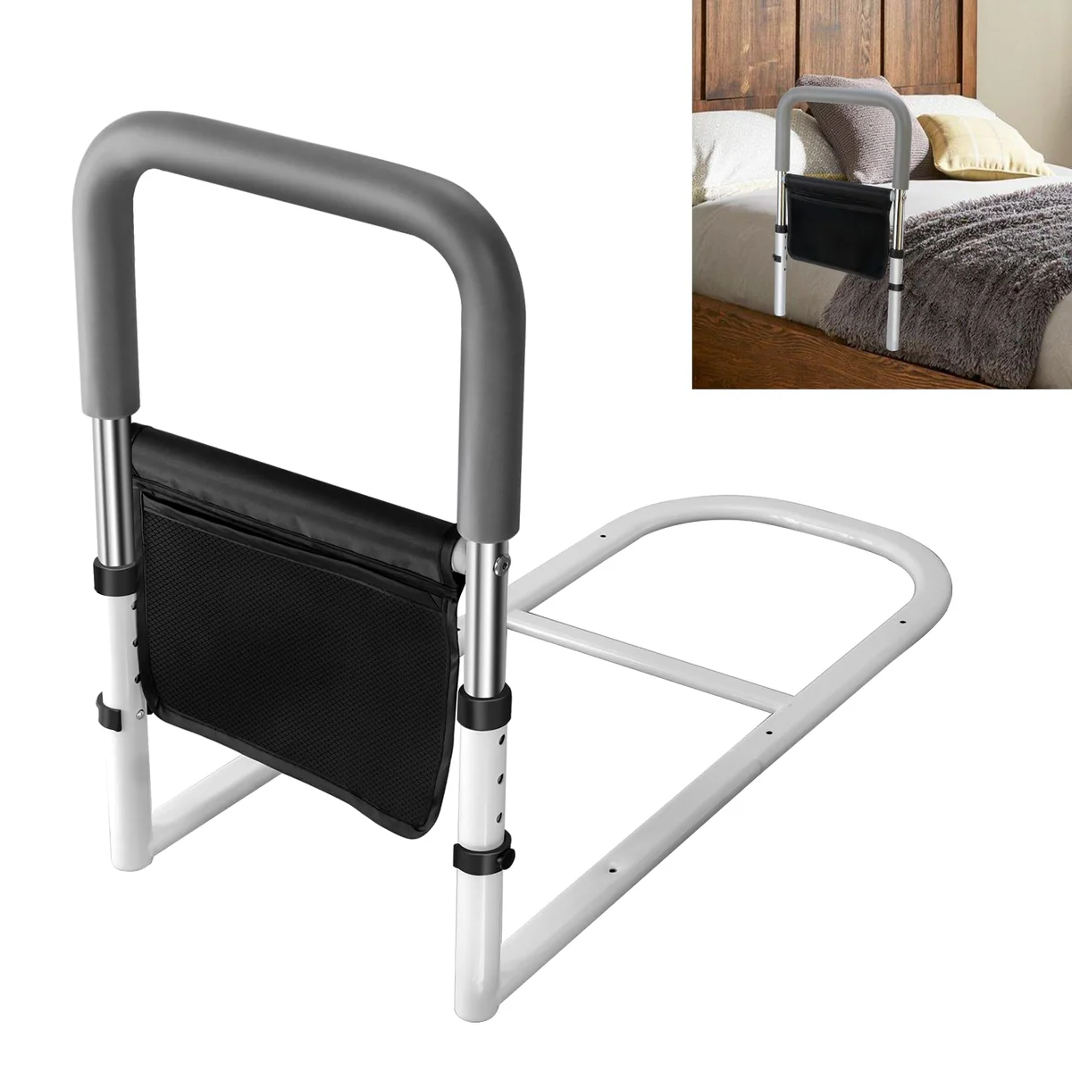MPINOI Bed Assist Rail with Storage Pocket for Elderly Adults