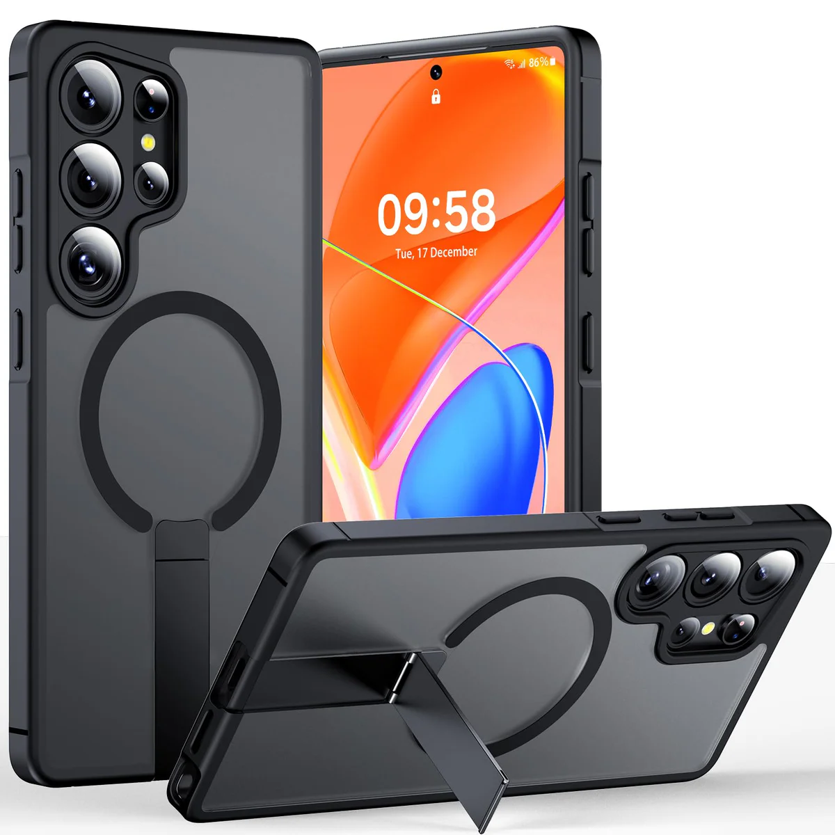 TOCOL Magnetic Phone Case with Lens Protection & Kickstand