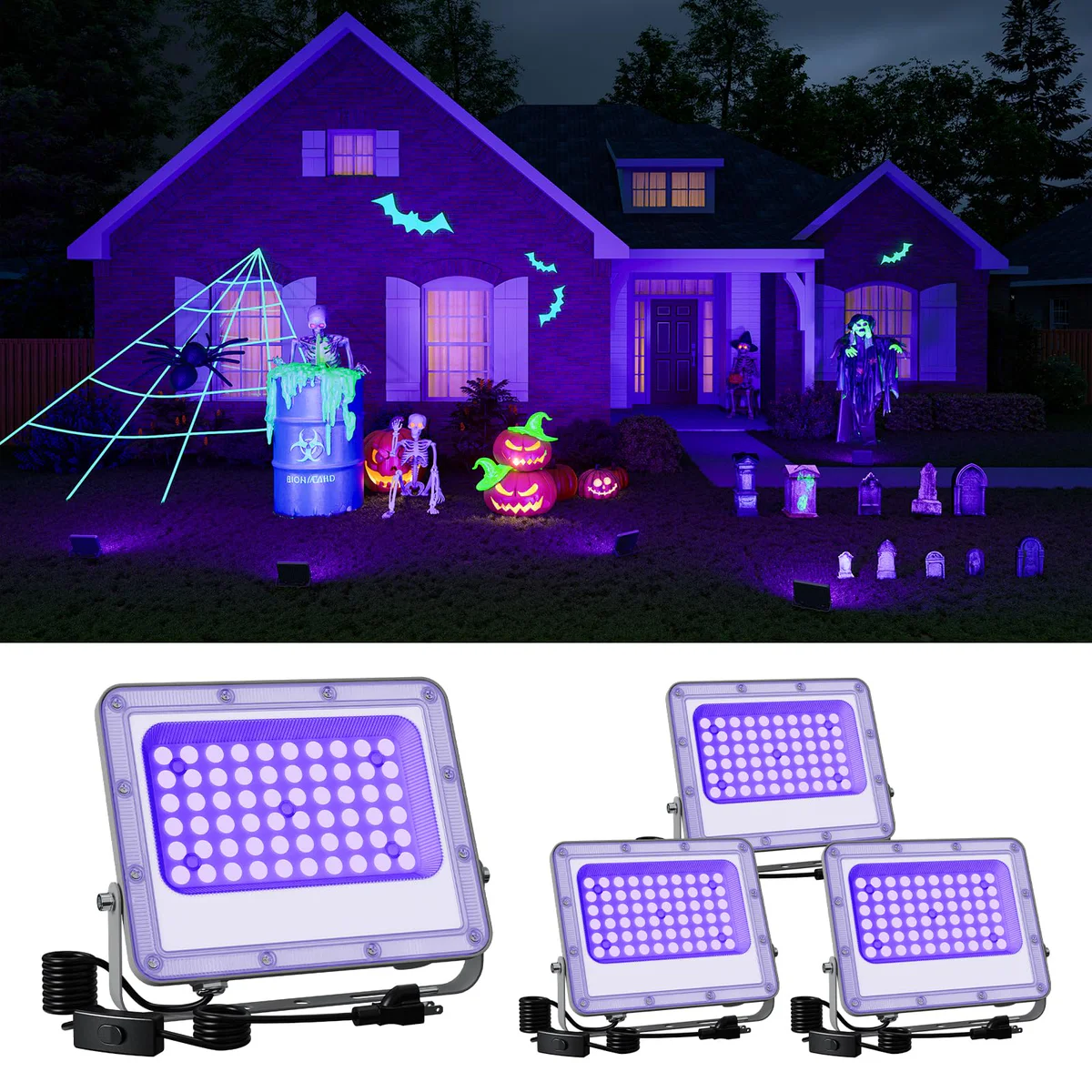 FALOVE 50W Blacklight Flood Lights 