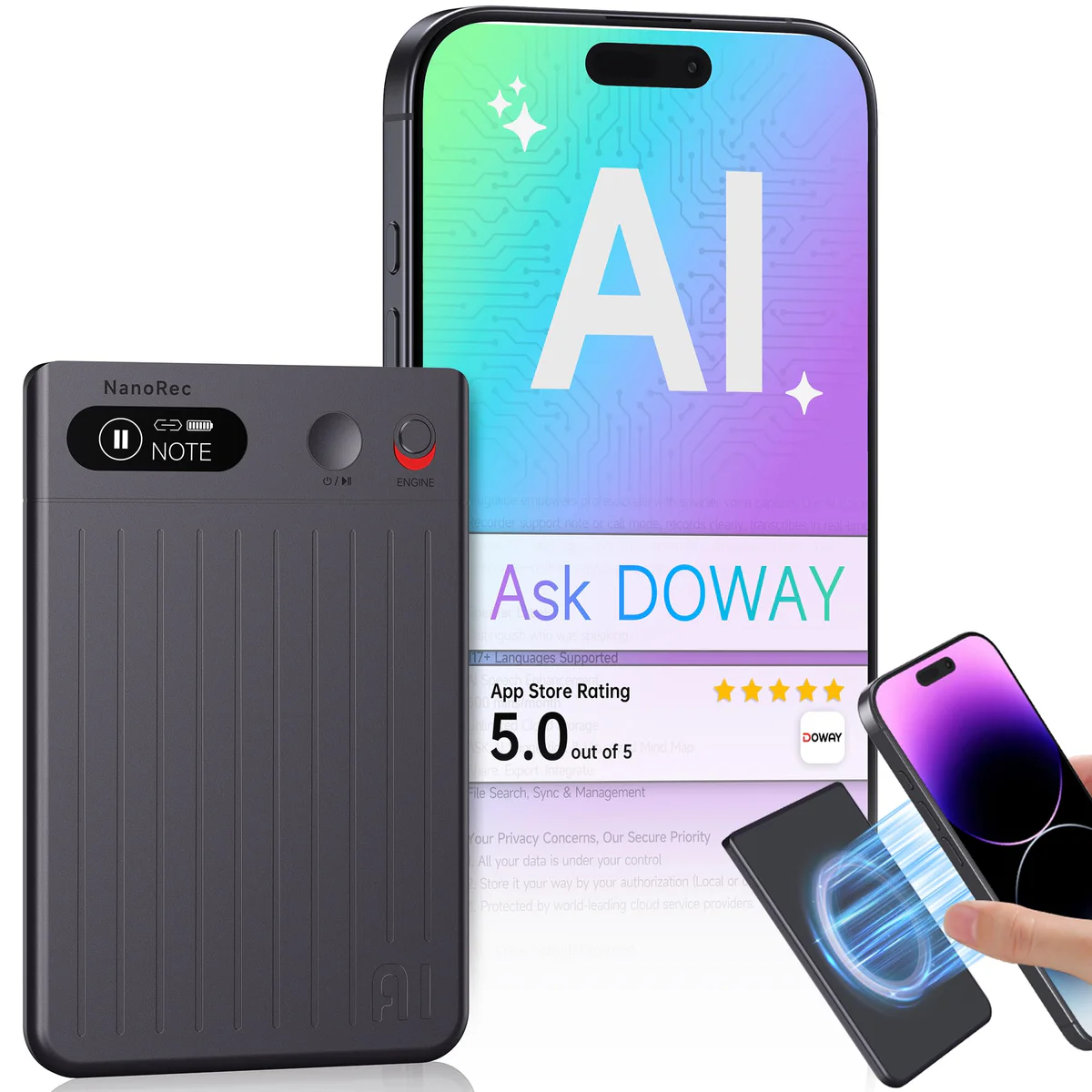 Mugukue AI Voice Activated Recorder with Transcription