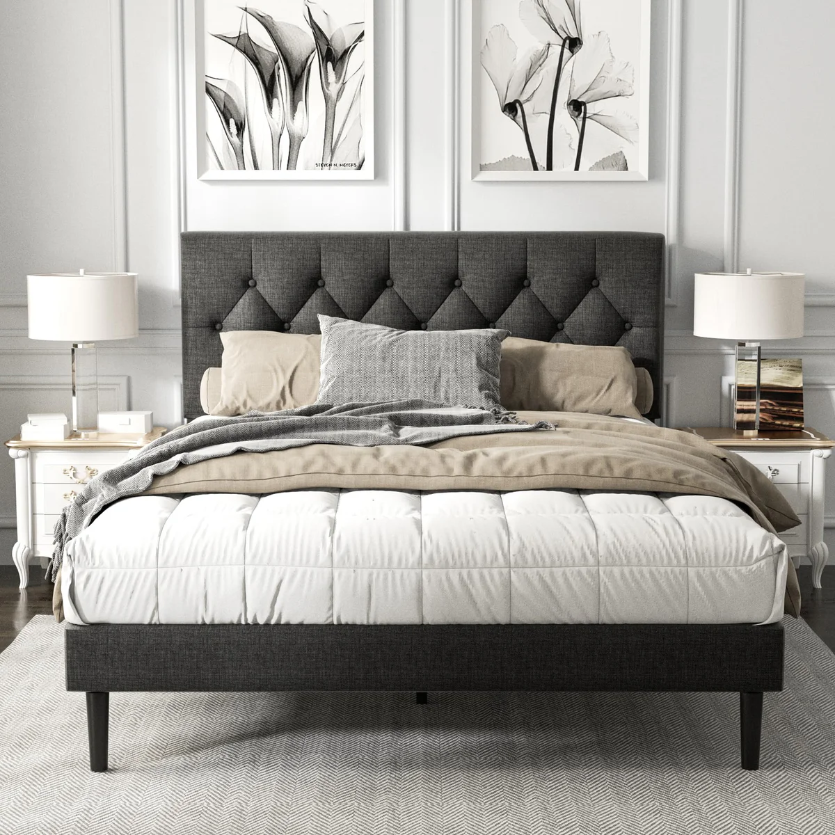 HAOARA Upholstered Platform Bed Frame