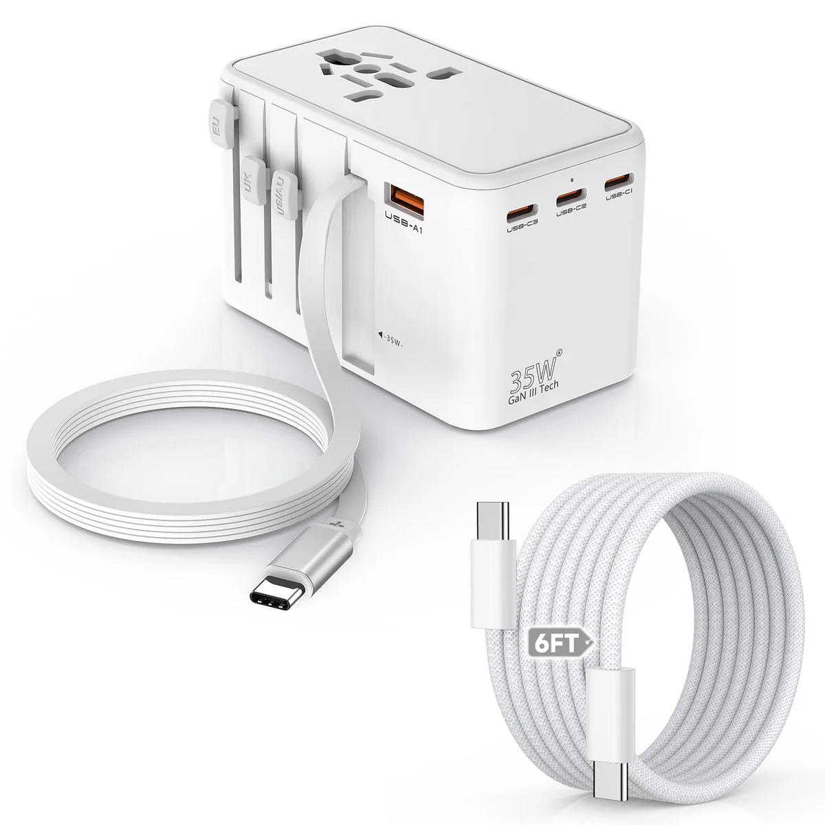 DreemTeam 35W Universal Travel Adapter with USB-C Cable