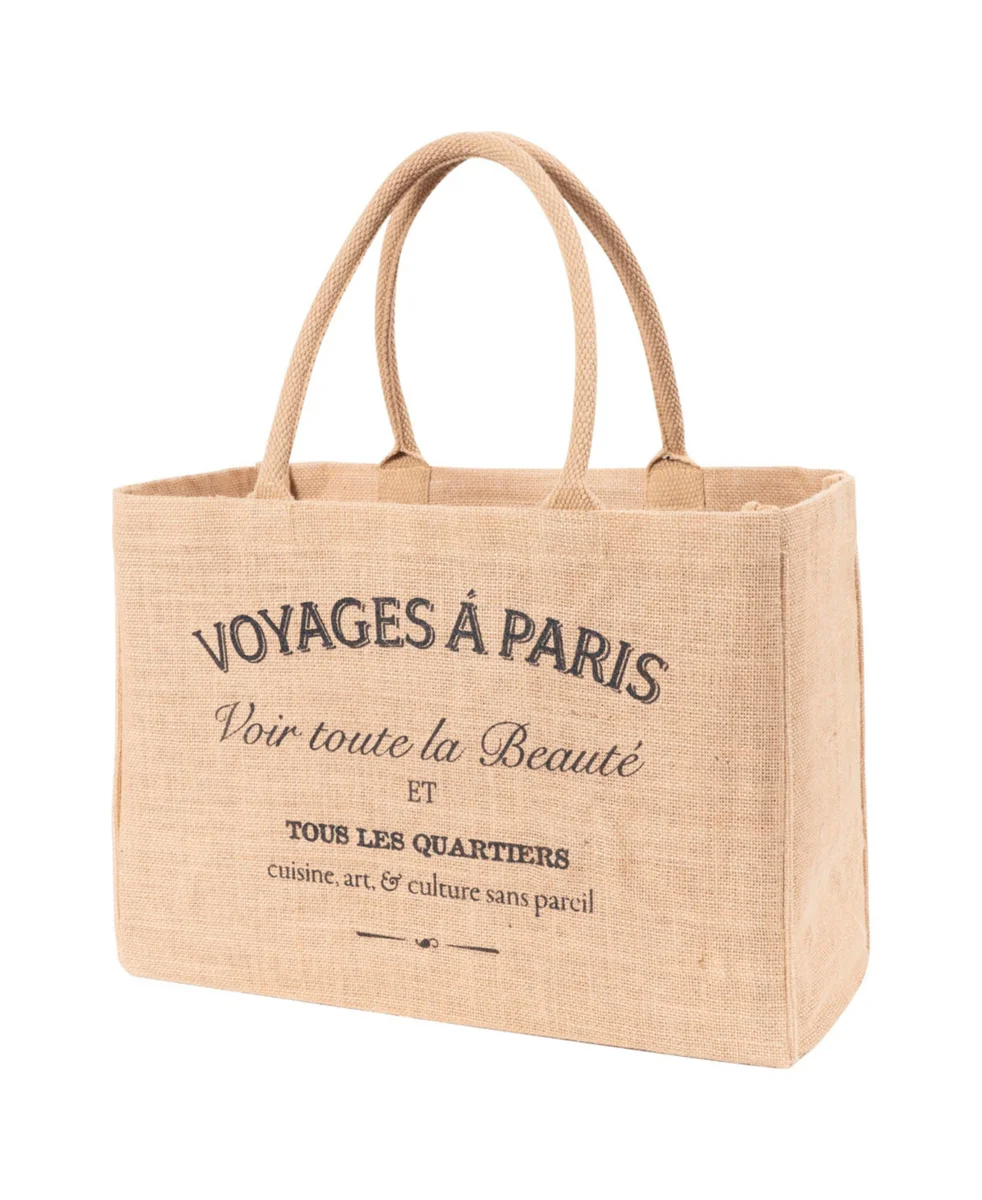 Kaf Home Jute Market Tote Bag Voyages Print
