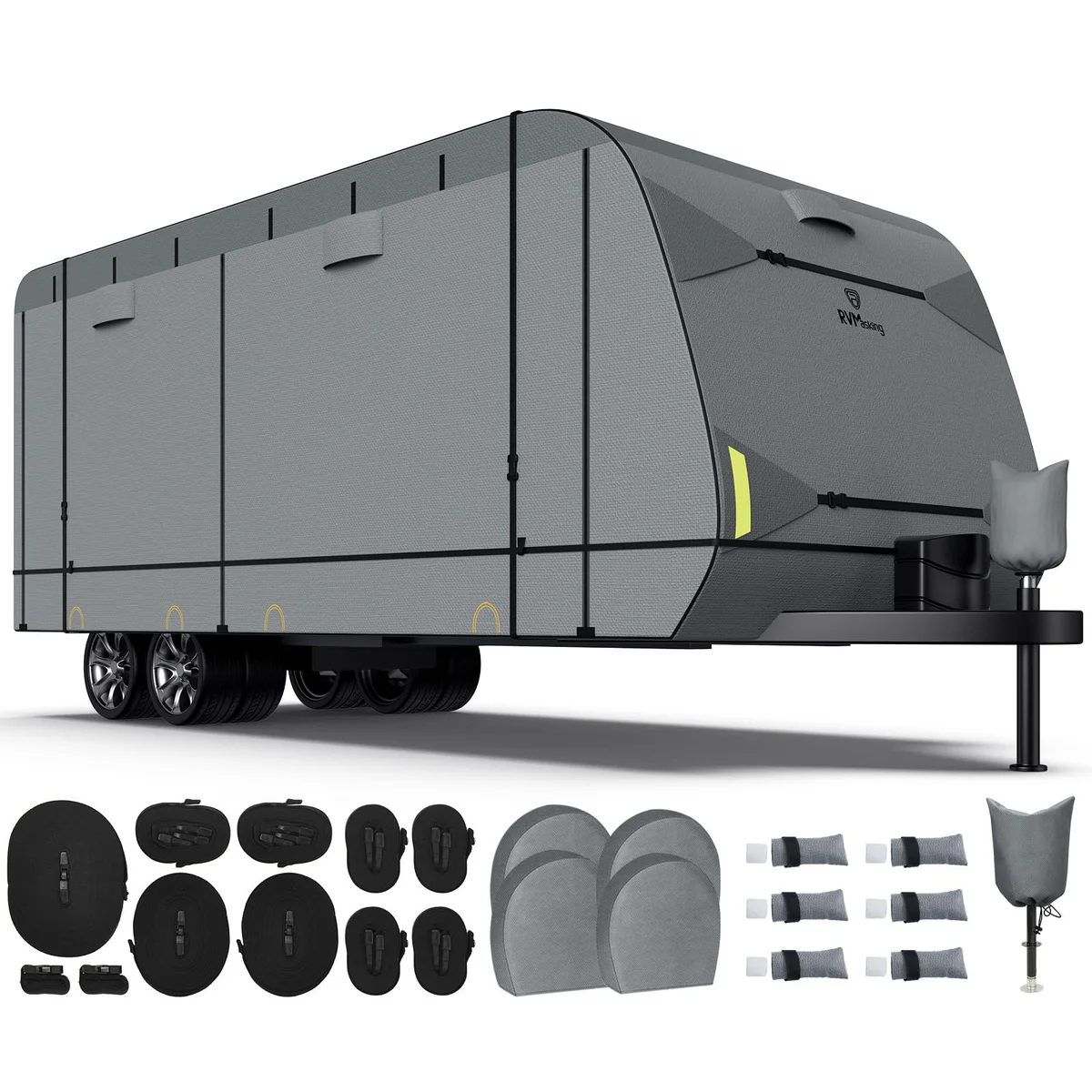 RVMasking Heavy Duty Travel Trailer Cover with Tire Covers