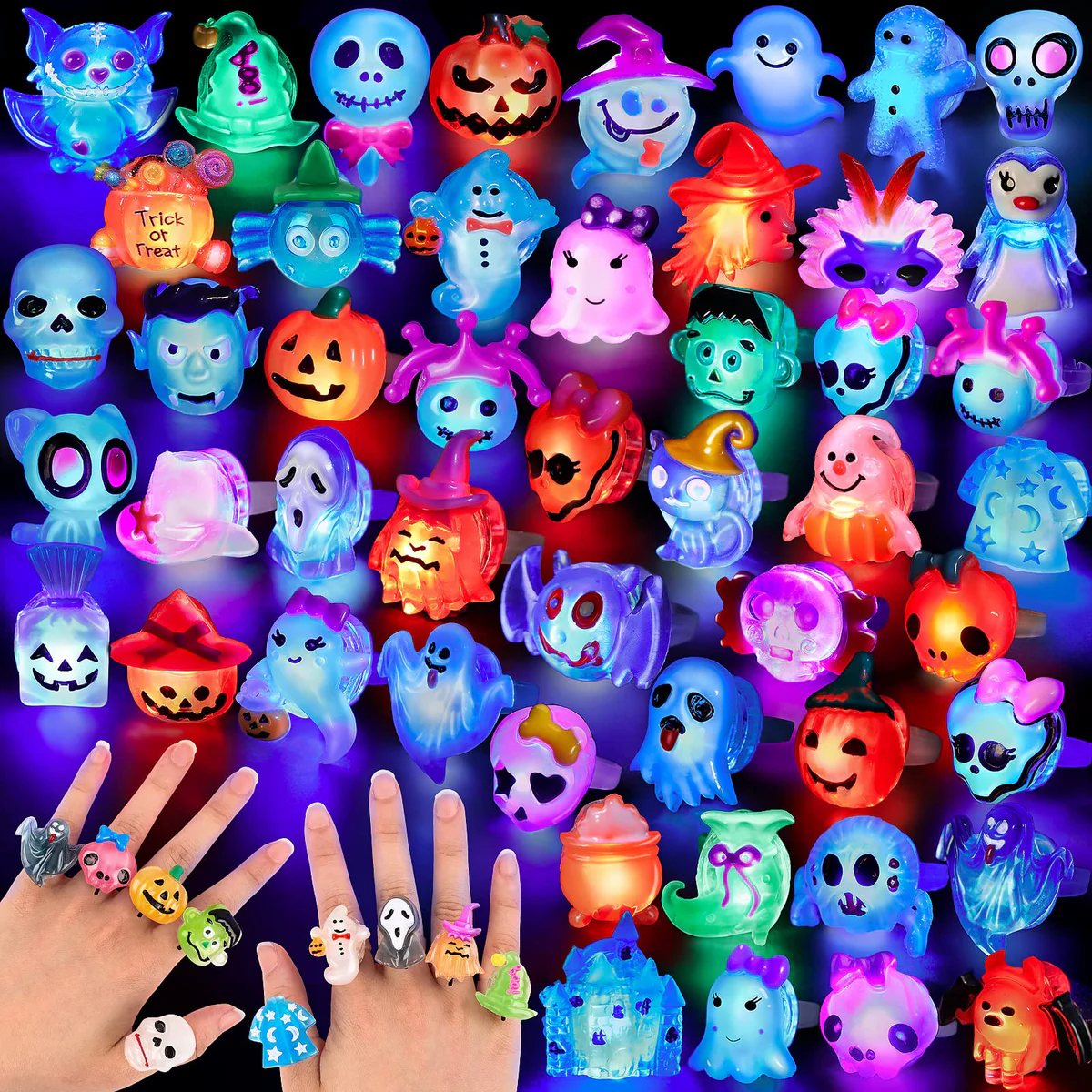NPET Halloween Light Up LED Rings Party Favors