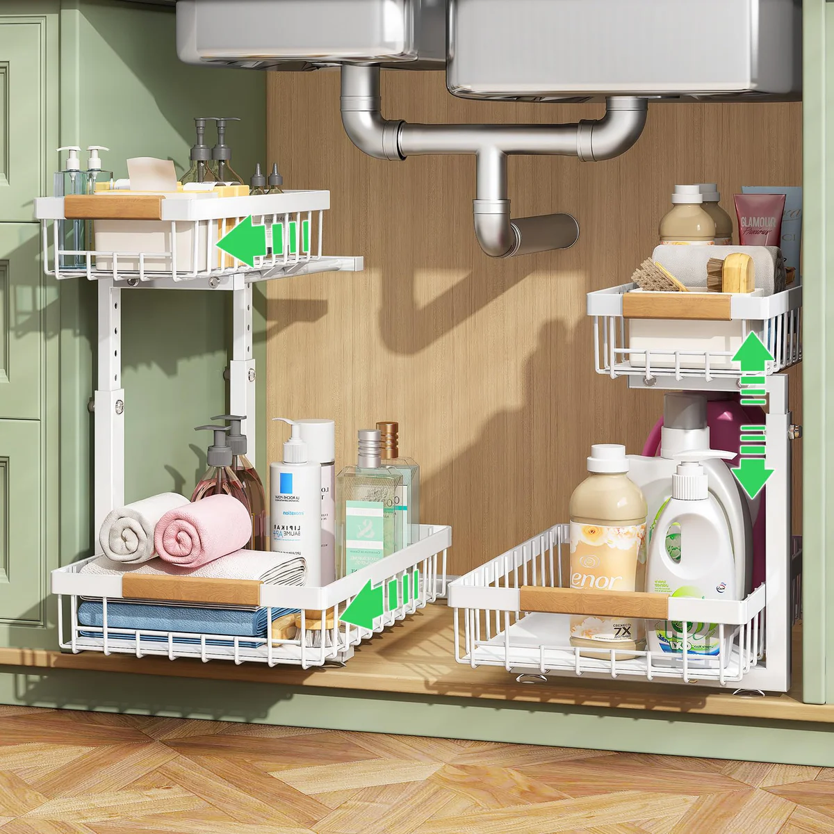 Kitstorack Under Sink Pull Out Sliding Cabinet Organizer