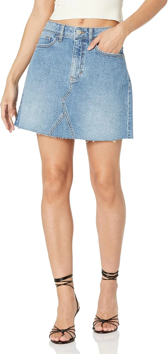 The Drop Denim Mini Skirt with Raw Hem