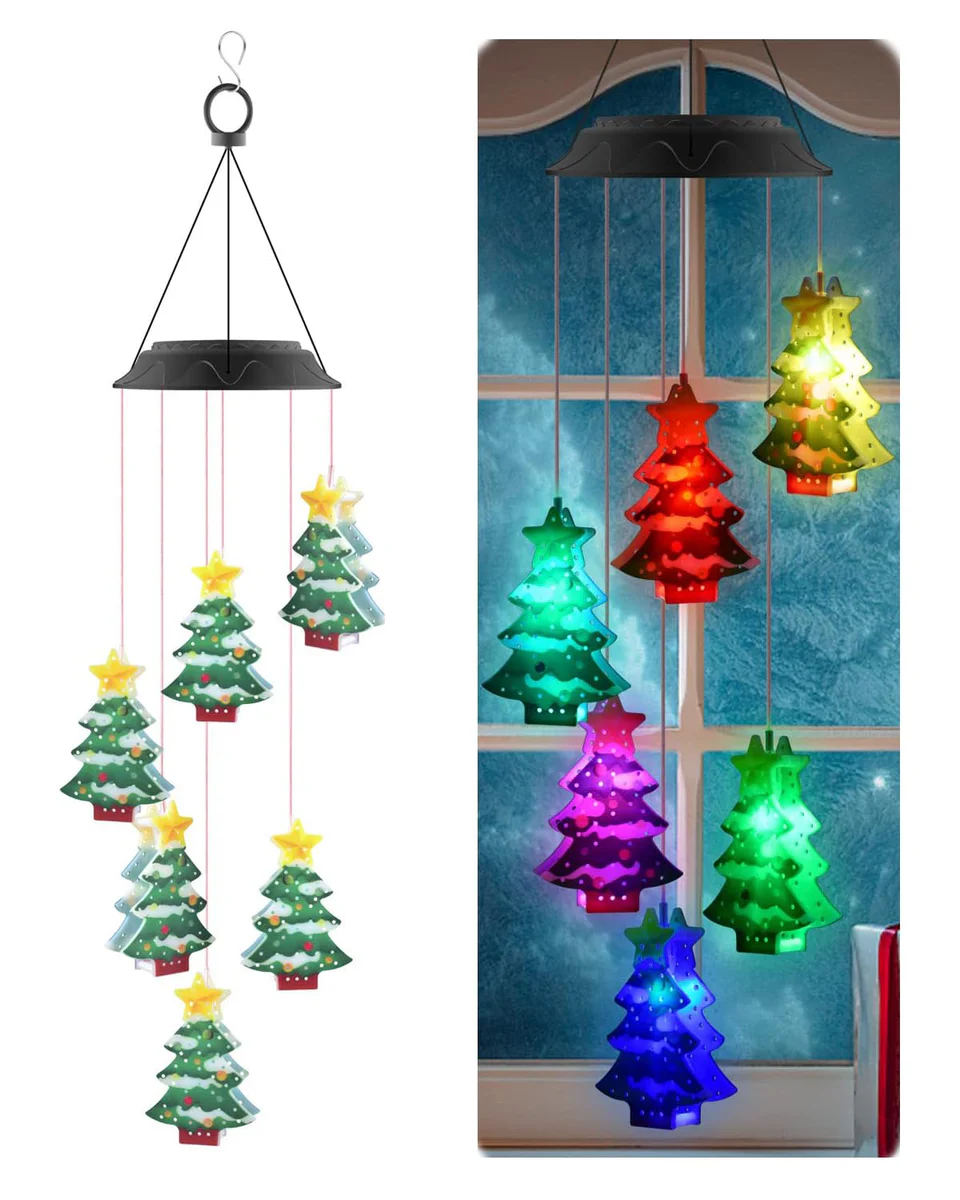 PACETAP Christmas Tree Solar Wind Chimes