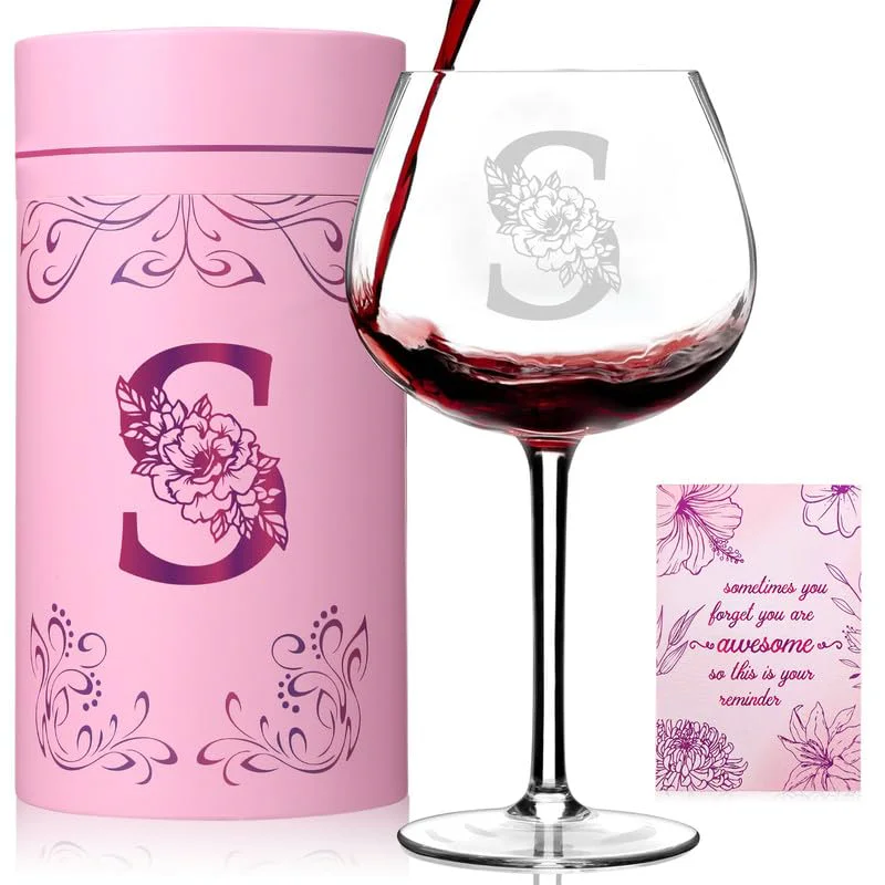 Physkoa Personalized Initial Wine Glass