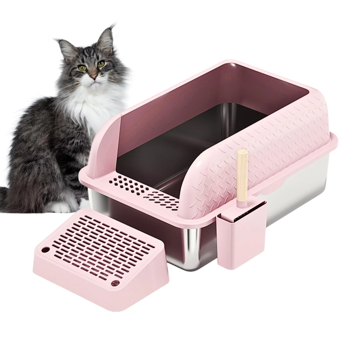 Copper Chisel Stainless Steel Cat Litter Box