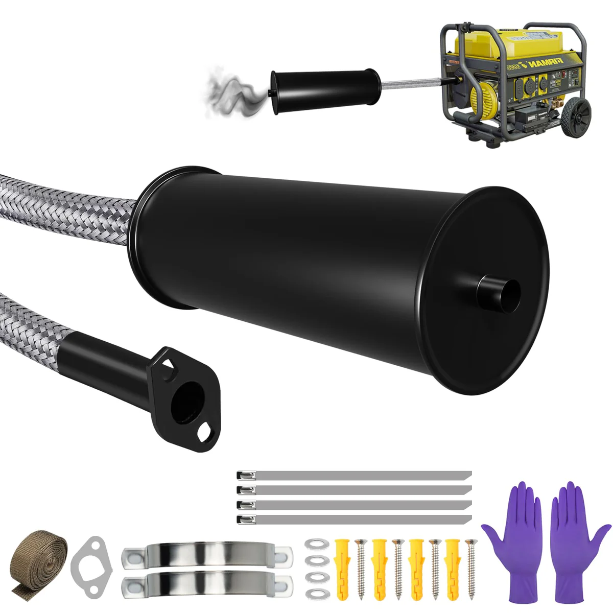 JINDOUZI Generator Exhaust Extension Kit with Silencer