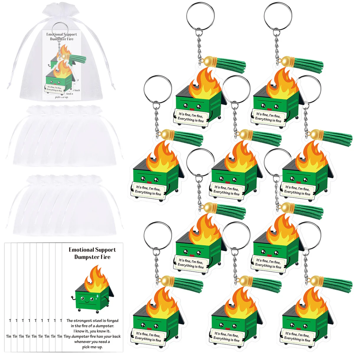 EoBeCy Dumpster Fire Emotional Support Keychain Gifts