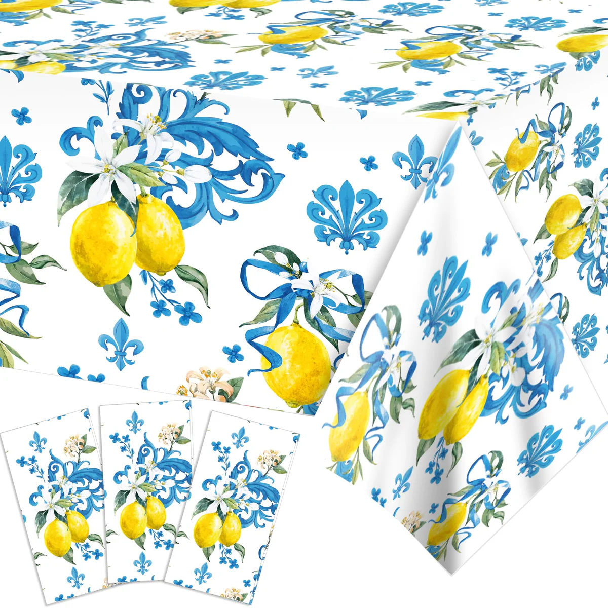 littkeef cliaet Lemon Print Tablecloth Disposable Table Cover