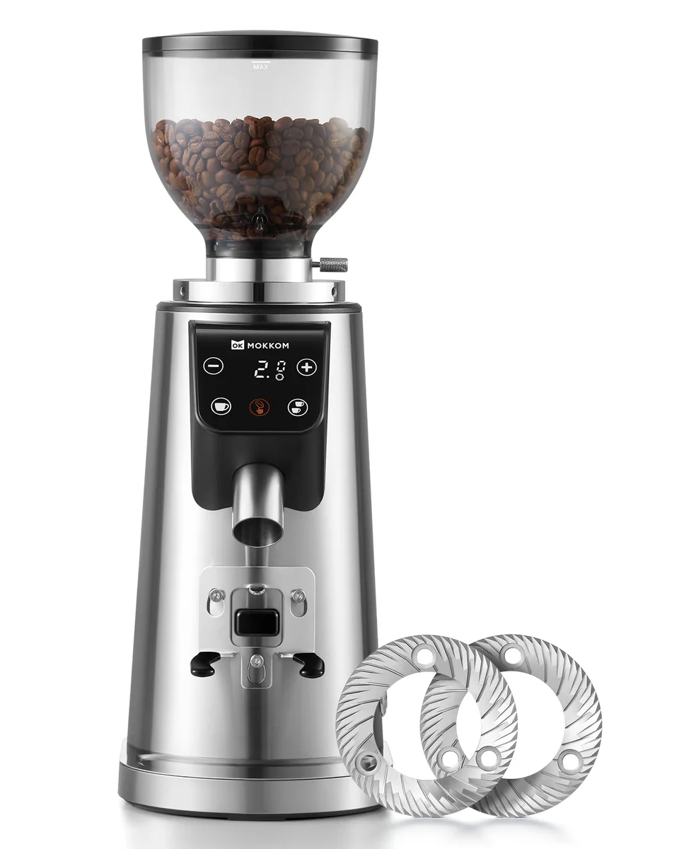 MOKKOM Professional 64mm Flat Burr Coffee Grinder