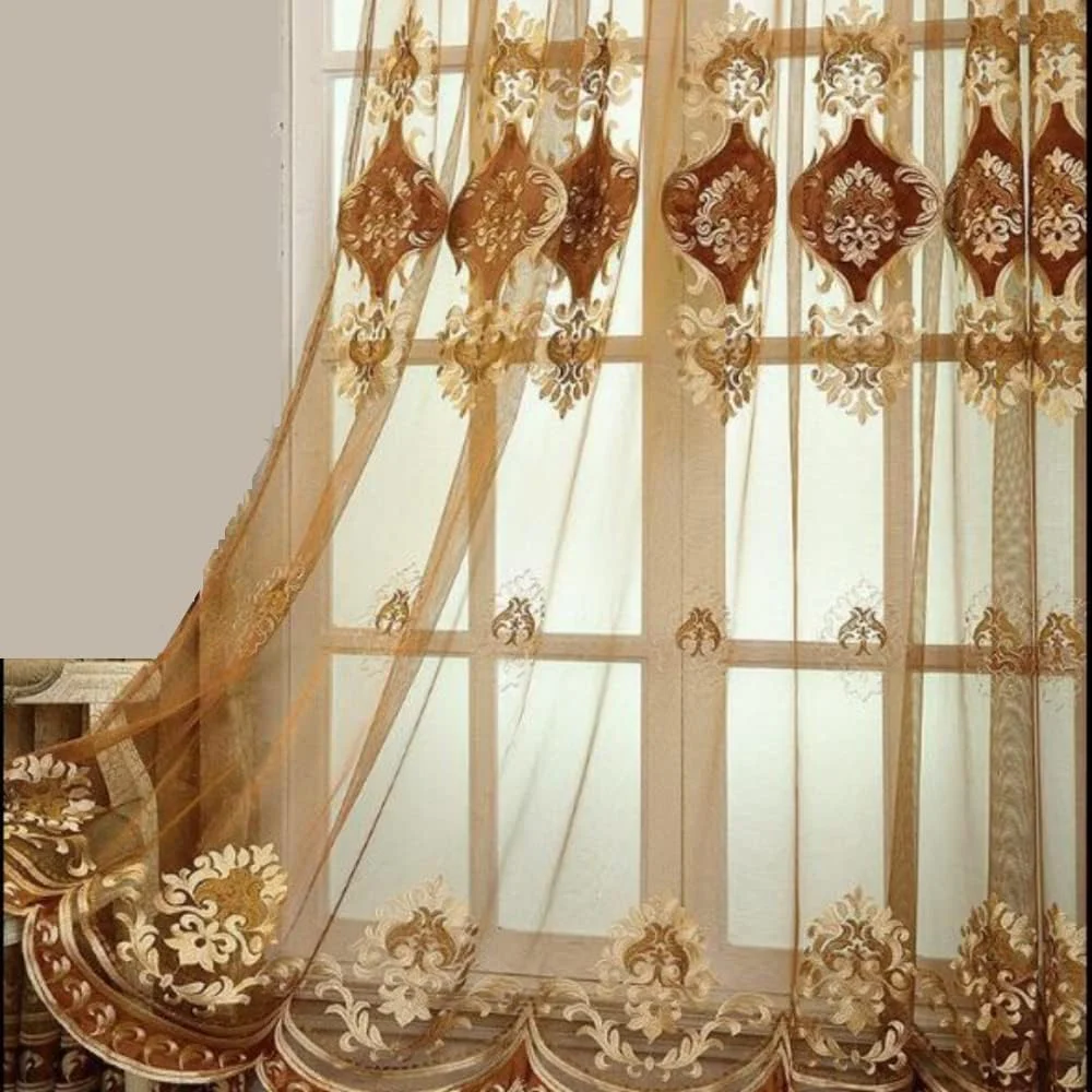 Amidoudou Embroidered Sheer Tulle Curtains