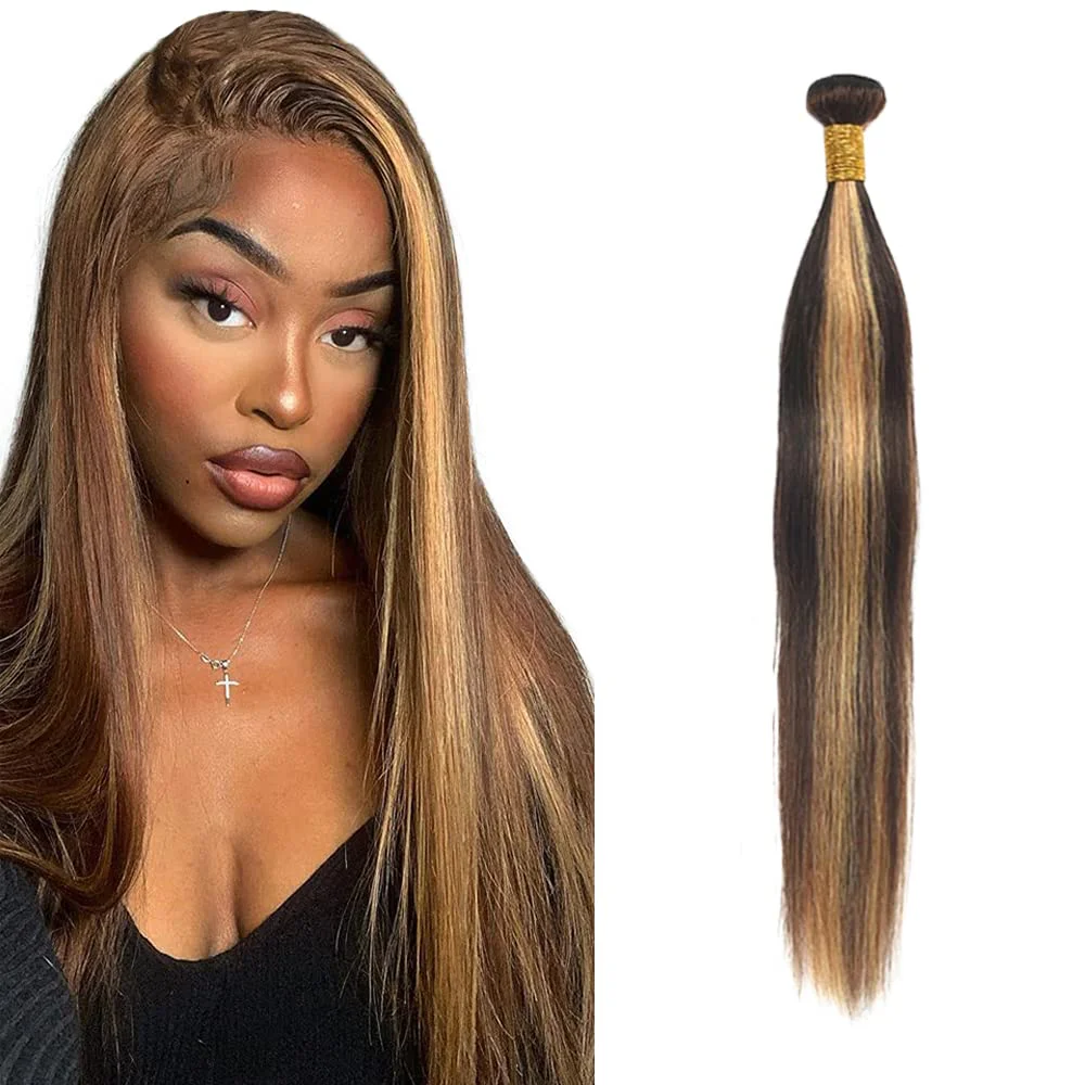 Aonbamds Highlight Blonde Straight Human Hair Bundle