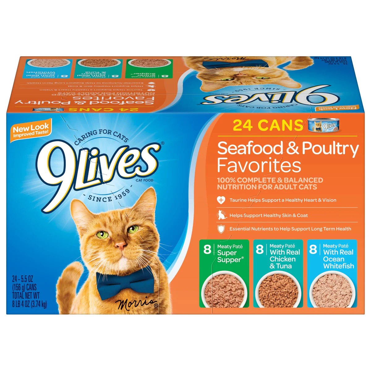 9 Lives Seafood & Poultry Favorites Wet Cat Food Variety (48 Pack), 5.5 Ounce